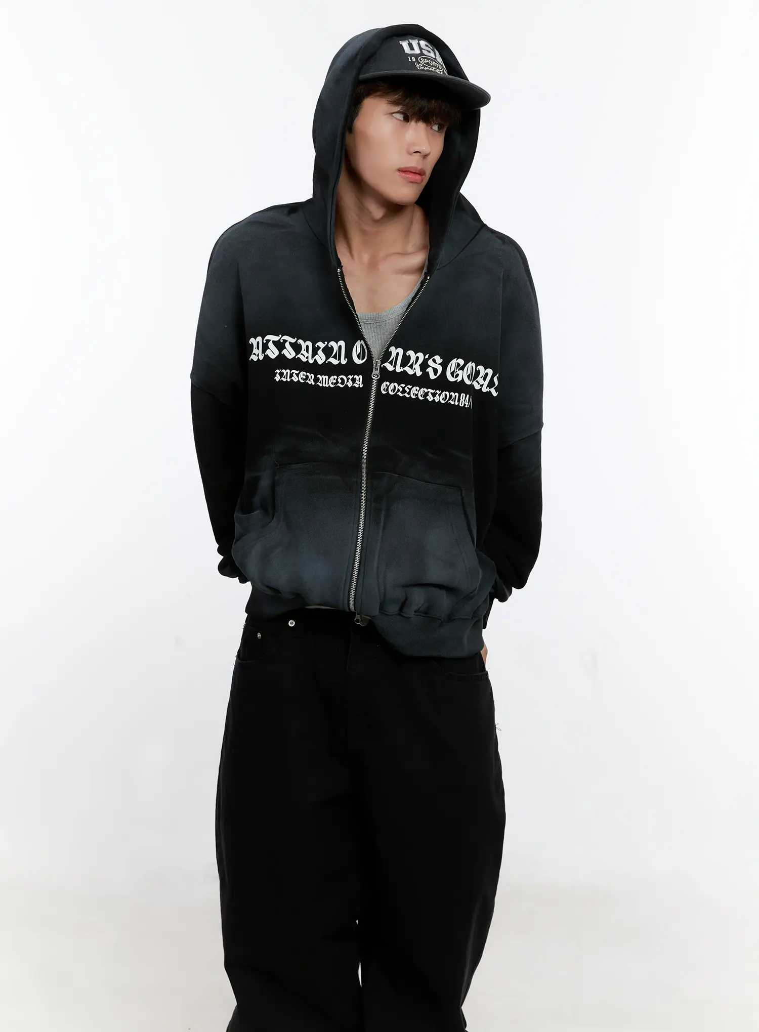 Men's Graphic Zip-Up Hoodie IS530 - Image 7