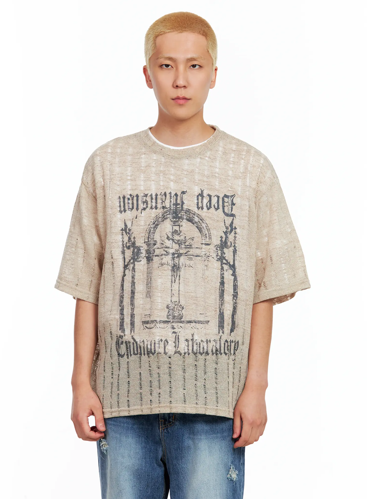 Men's Grunge Gothic Knit Tee IL514 - Image 12