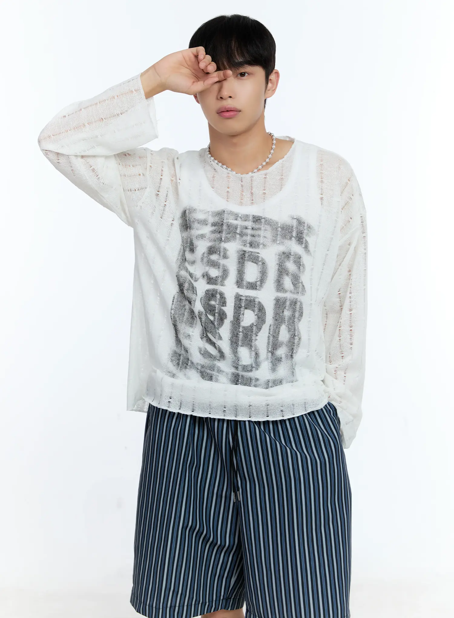 Men's Grunge Oversized Open Knit Sweater IG515 - Image 10
