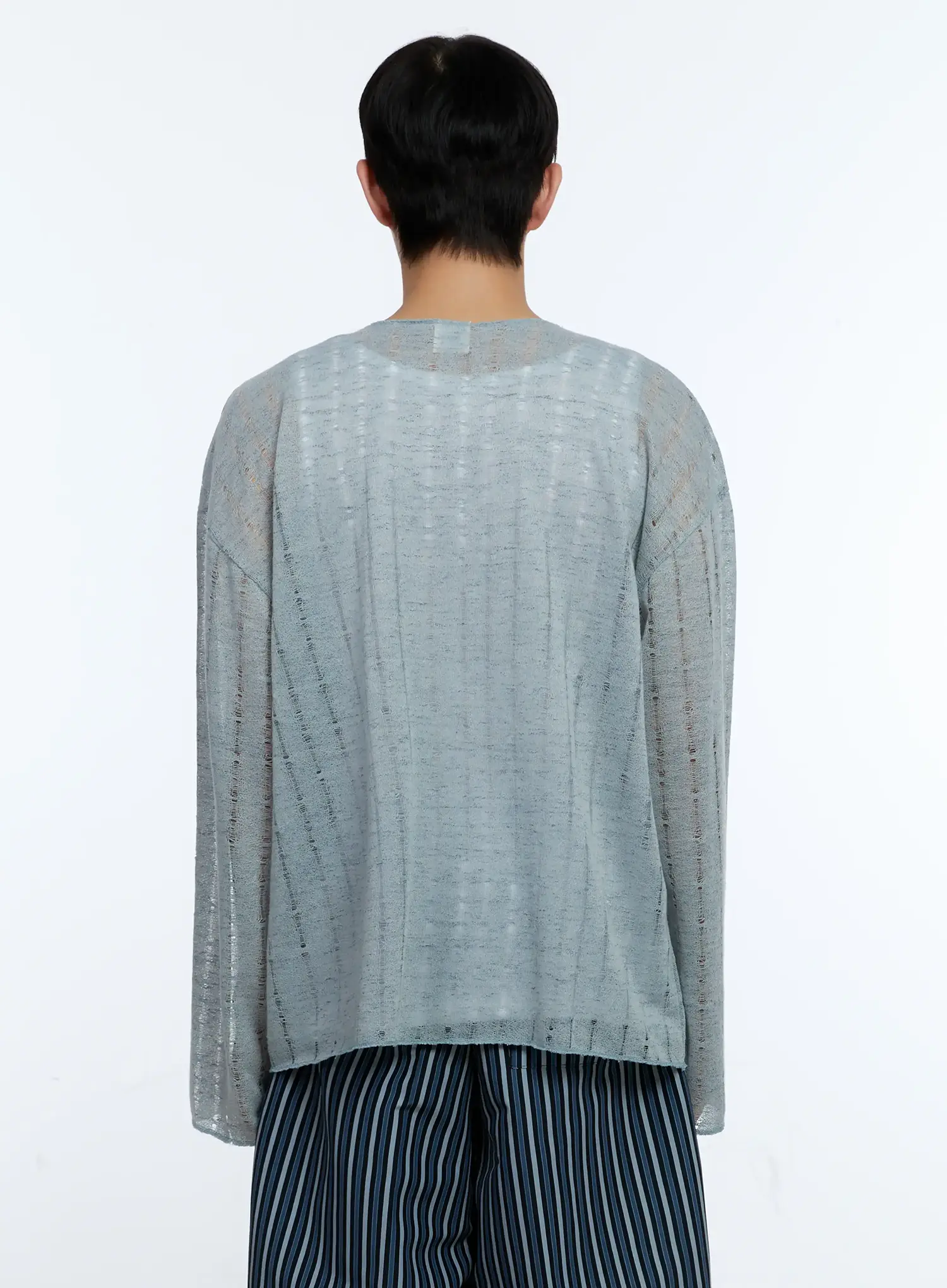 Men's Grunge Oversized Open Knit Sweater IG515 - Image 6