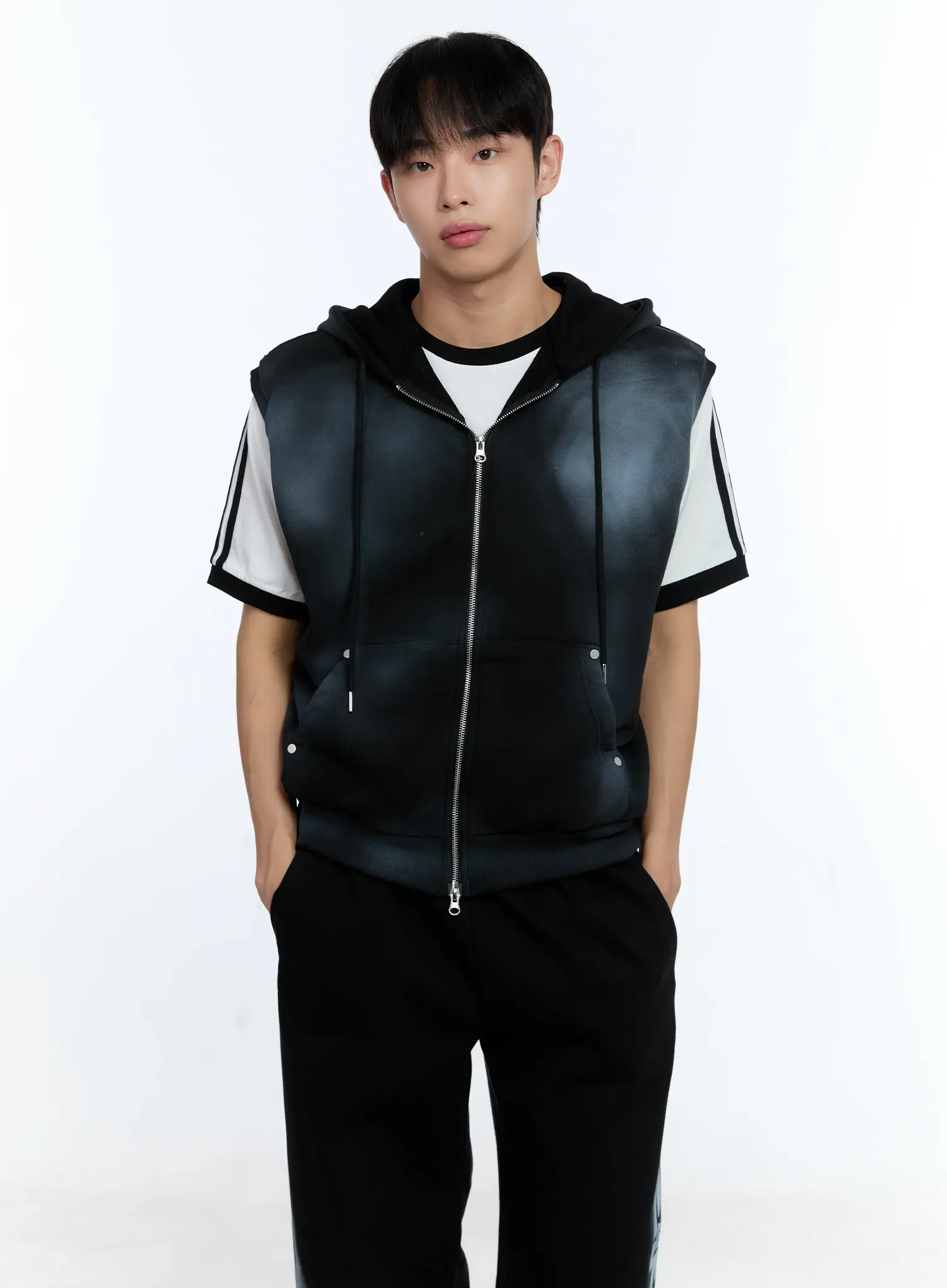 Men's Grunge Tie-Dye Sleeveless Hoodie IG515