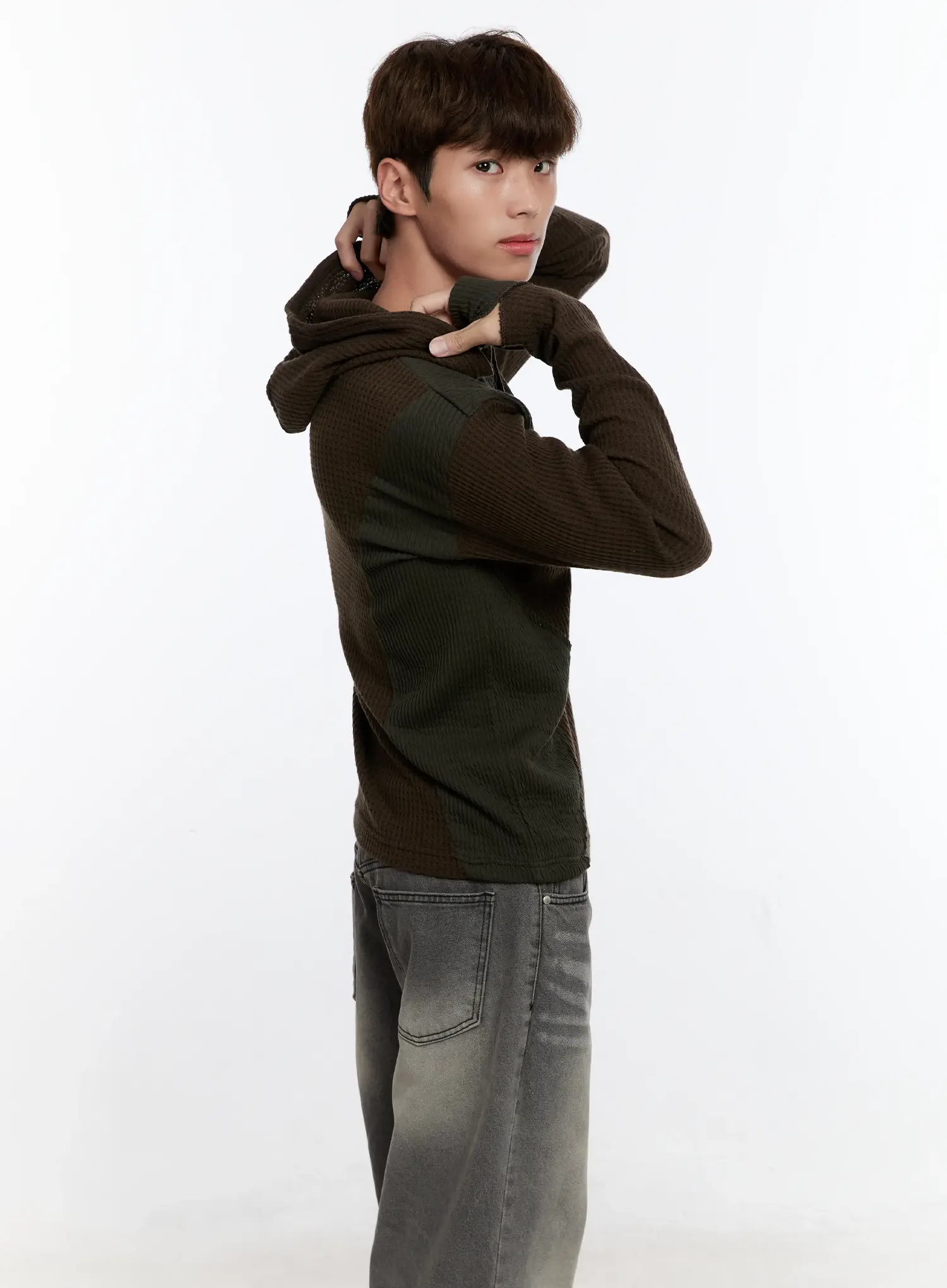 Men's Henley Hooded Sweater IS530