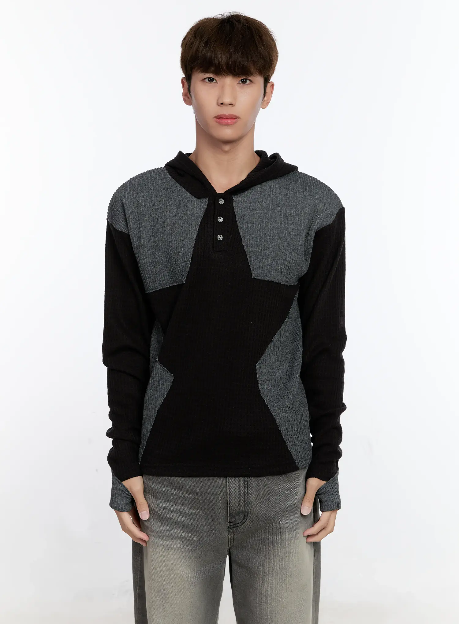 Men's Henley Hooded Sweater IS530 - Image 11