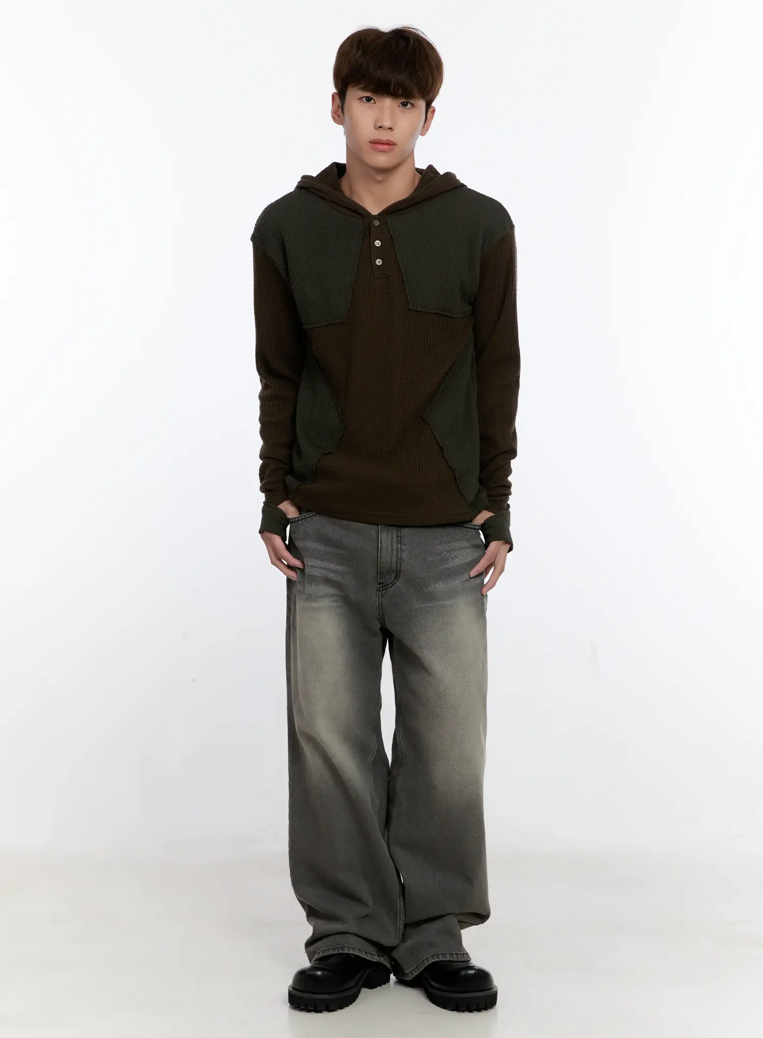 Men's Henley Hooded Sweater IS530 - Image 2
