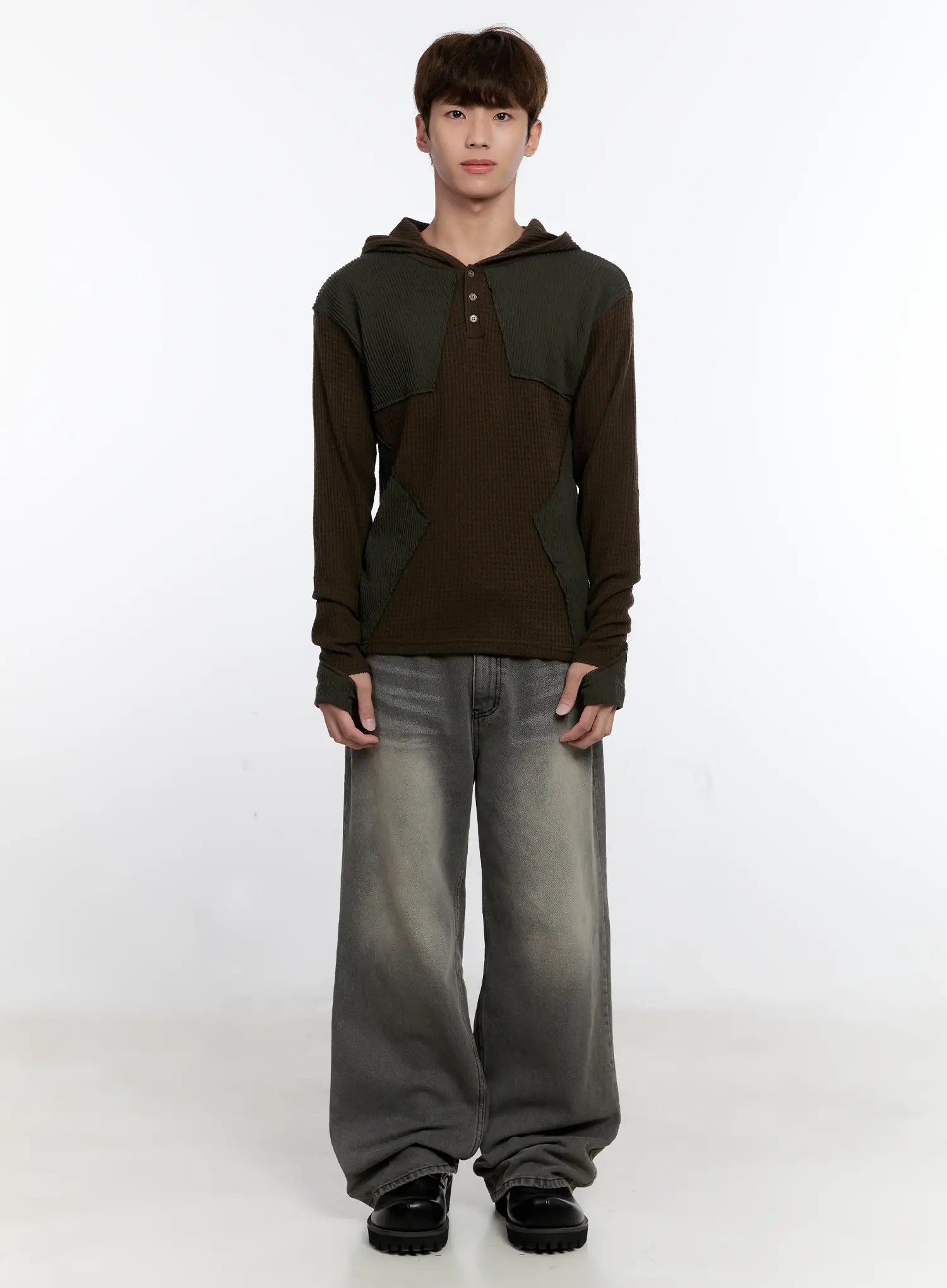 Men's Henley Hooded Sweater IS530 - Image 3