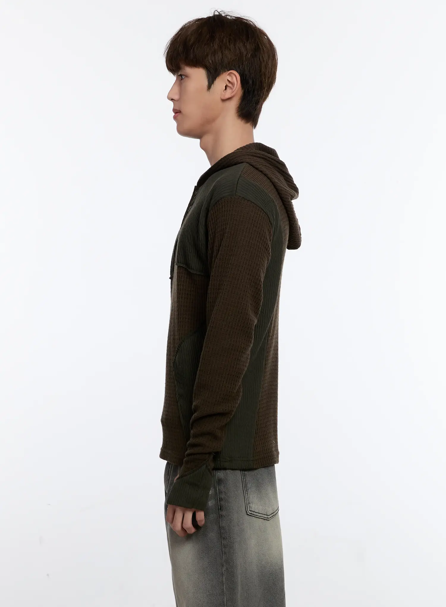 Men's Henley Hooded Sweater IS530 - Image 5