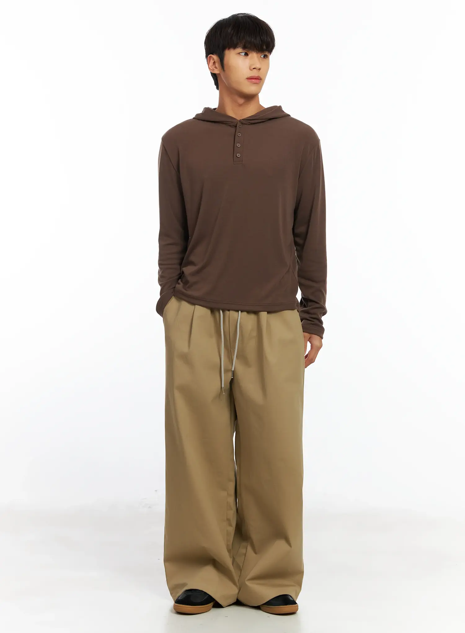 Men's Henley Long Sleeve Hoodie IF506 - Image 8