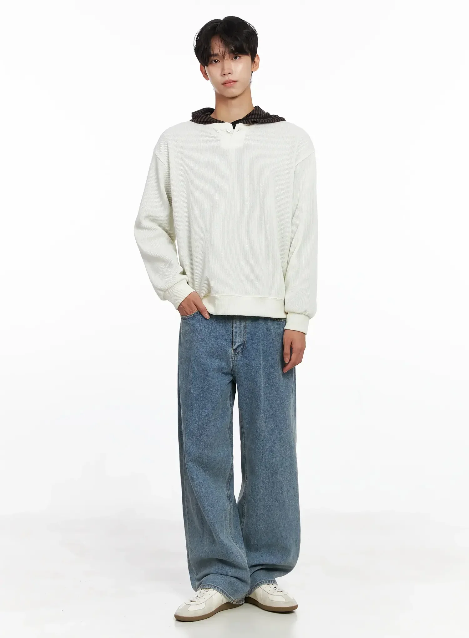 Men's Henley Neck Sweatshirts IO517 - Image 13