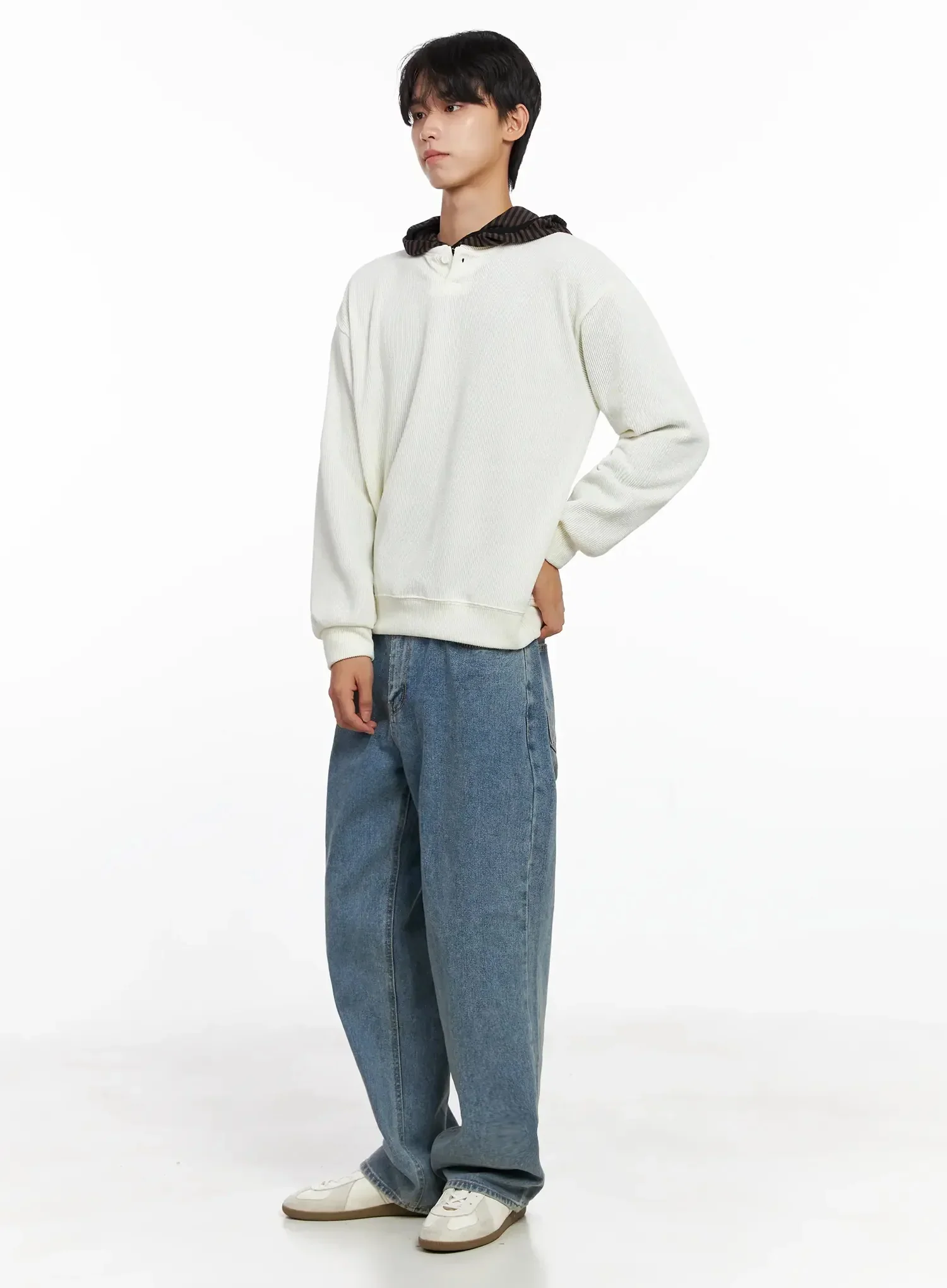 Men's Henley Neck Sweatshirts IO517 - Image 14