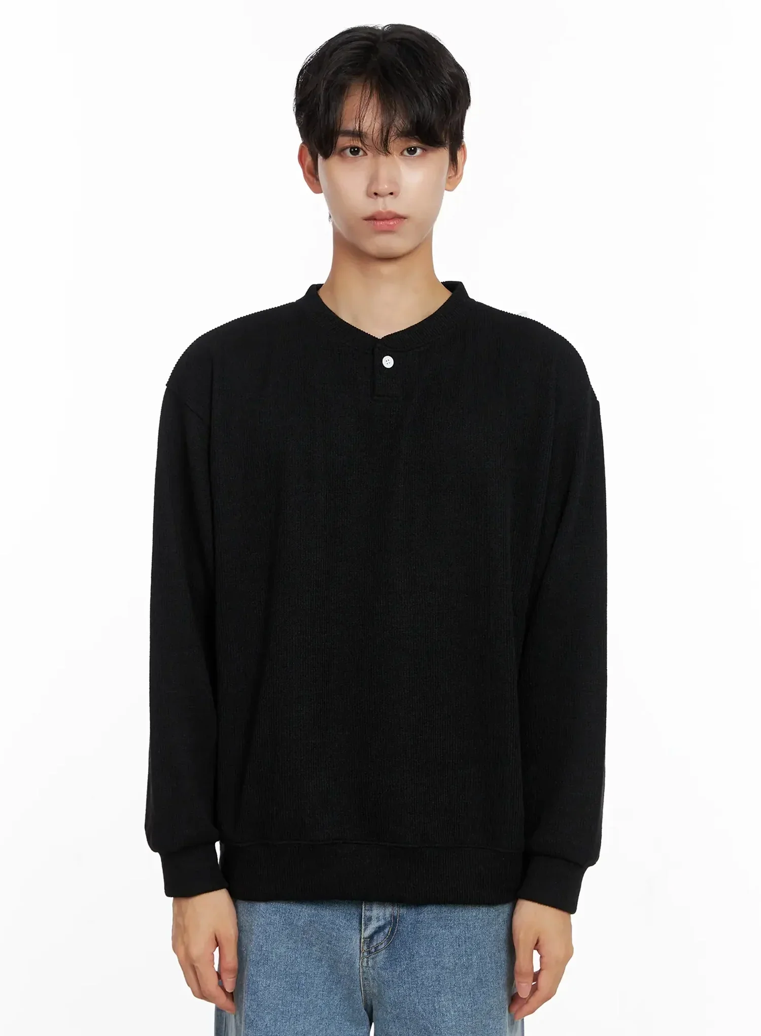 Men's Henley Neck Sweatshirts IO517 - Image 18