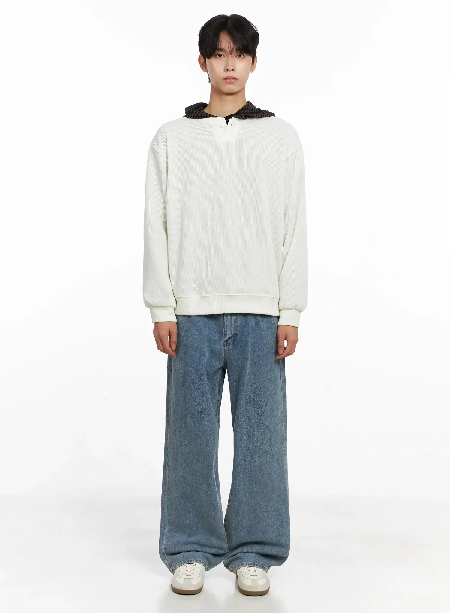 Men's Henley Neck Sweatshirts IO517 - Image 4