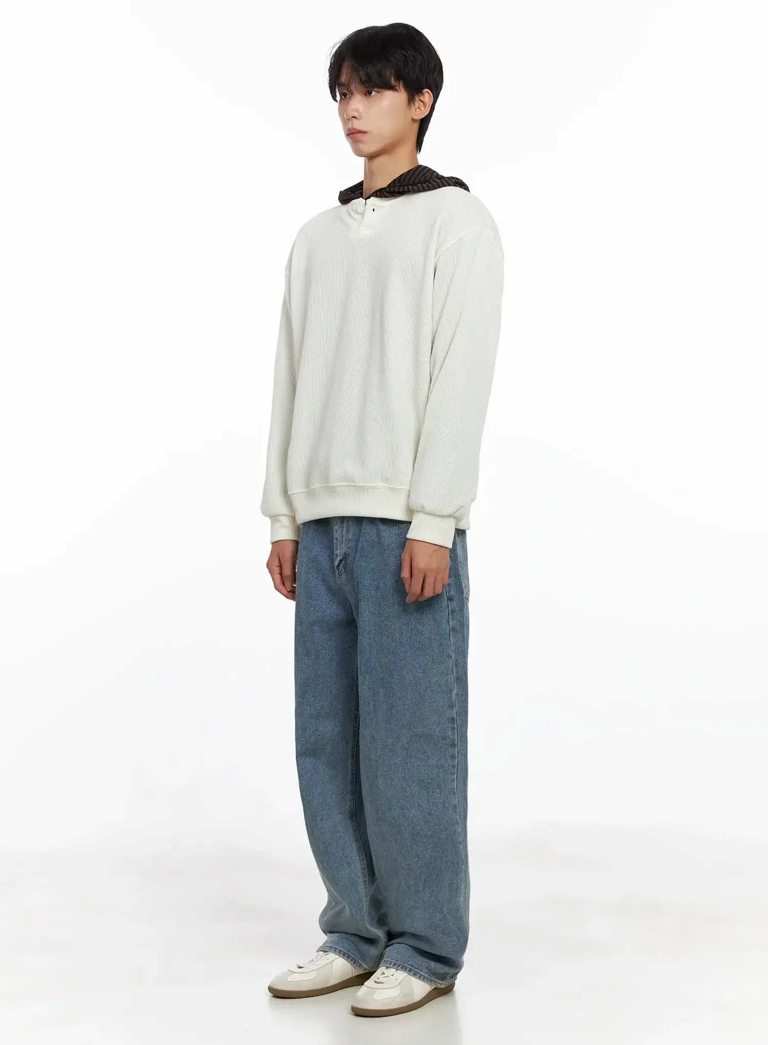 Men's Henley Neck Sweatshirts IO517 - Image 5