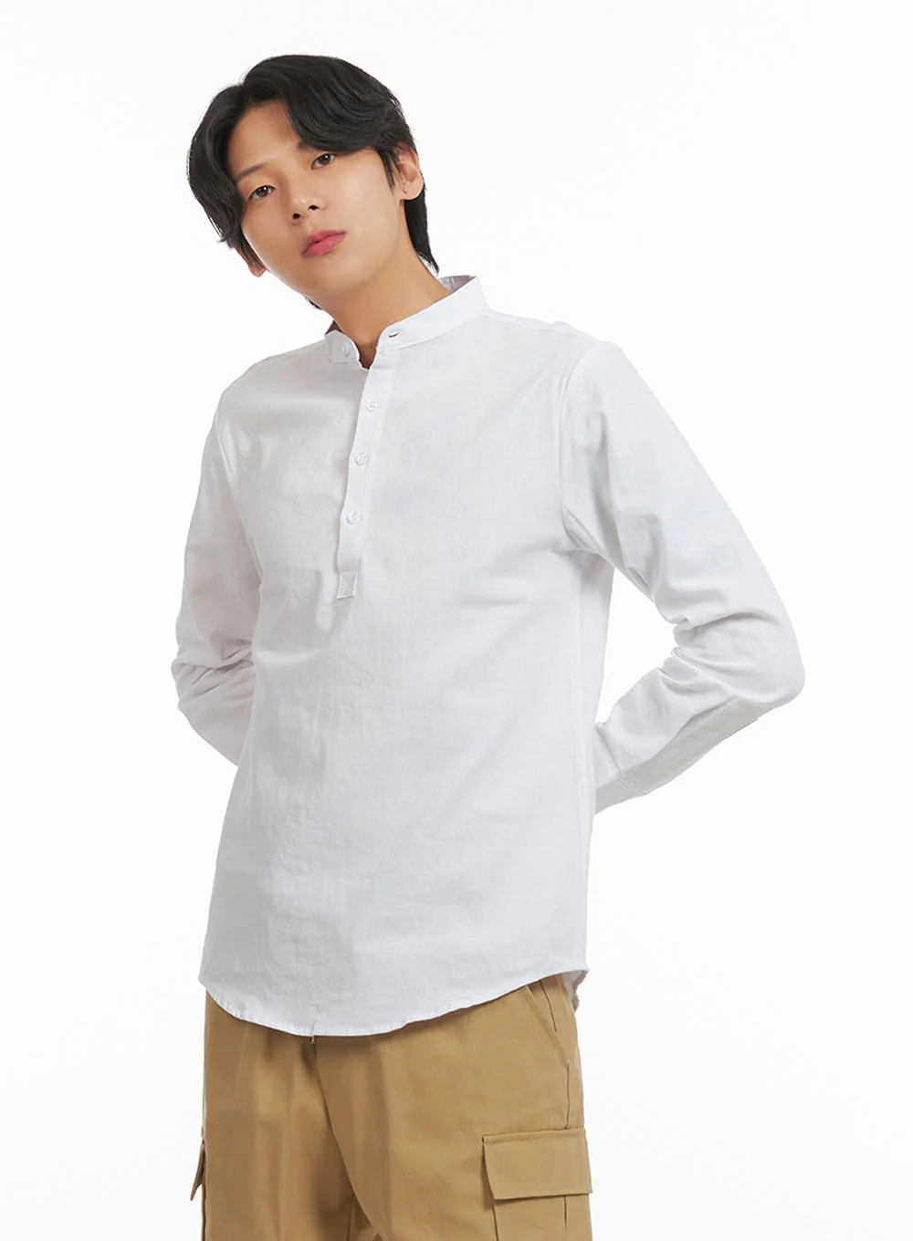 Men's High Collar Buttoned Shirt IY424 - Image 4