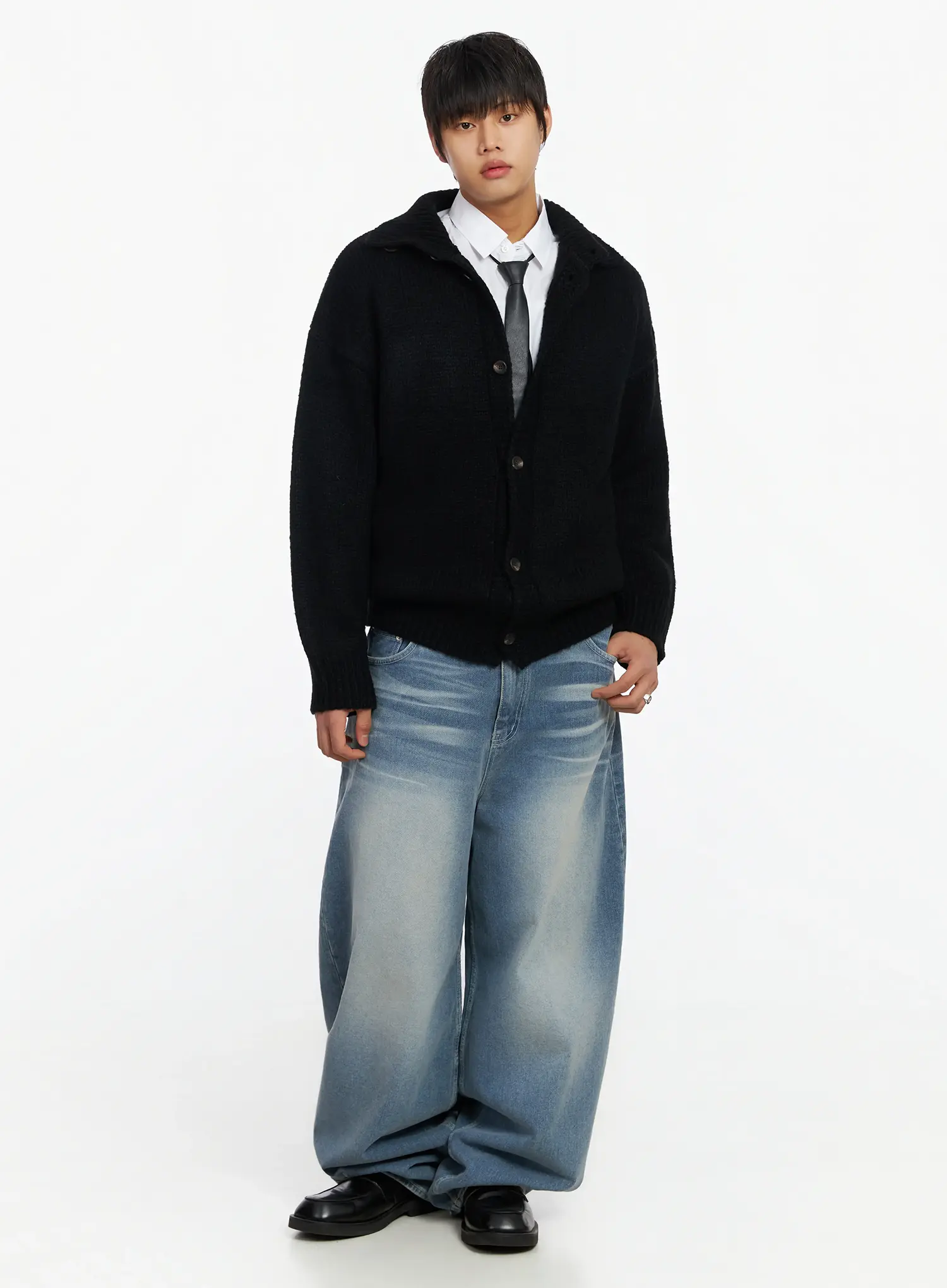 Men's High Neck Button Cardigan IF503