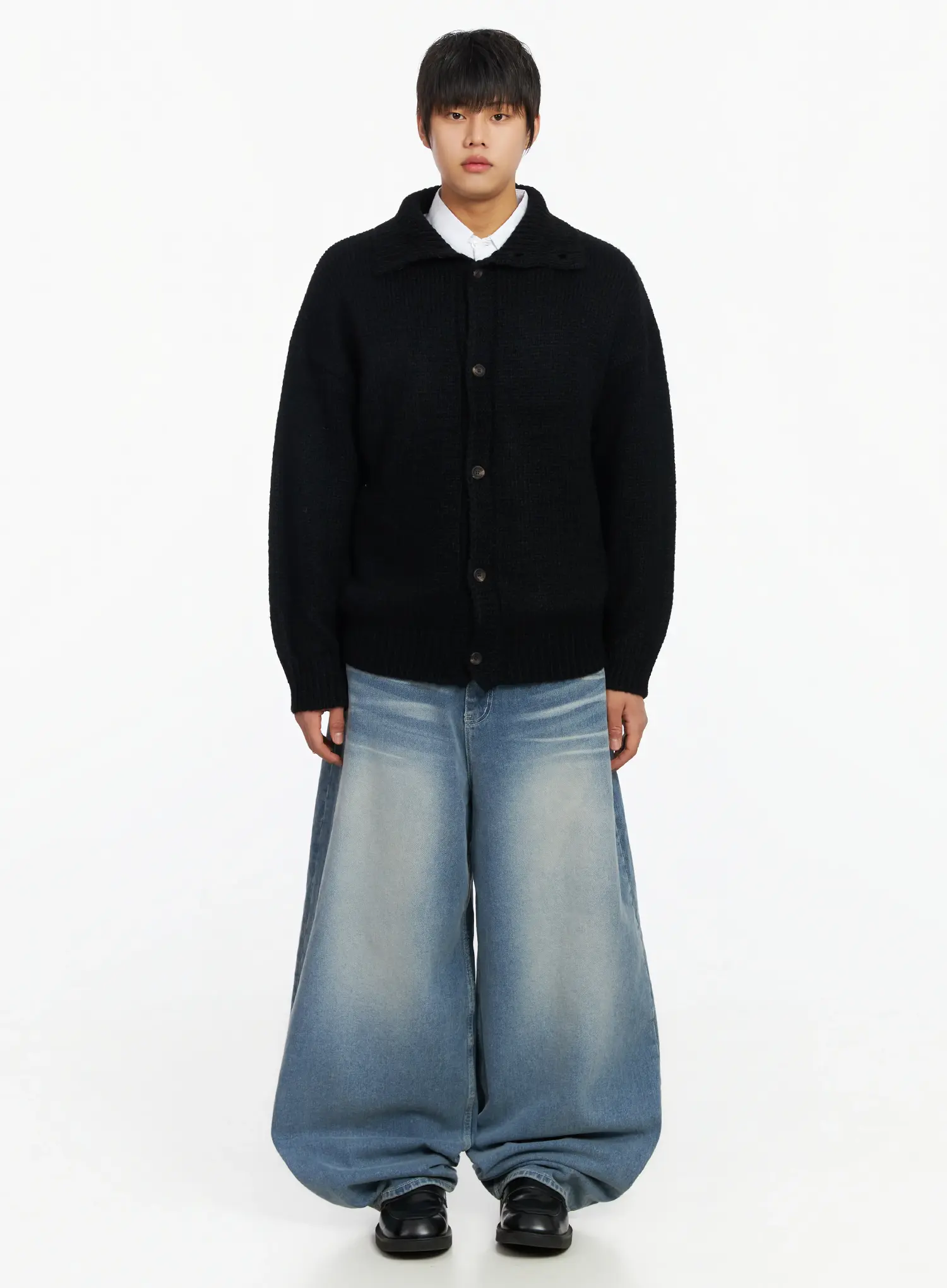 Men's High Neck Button Cardigan IF503 - Image 3