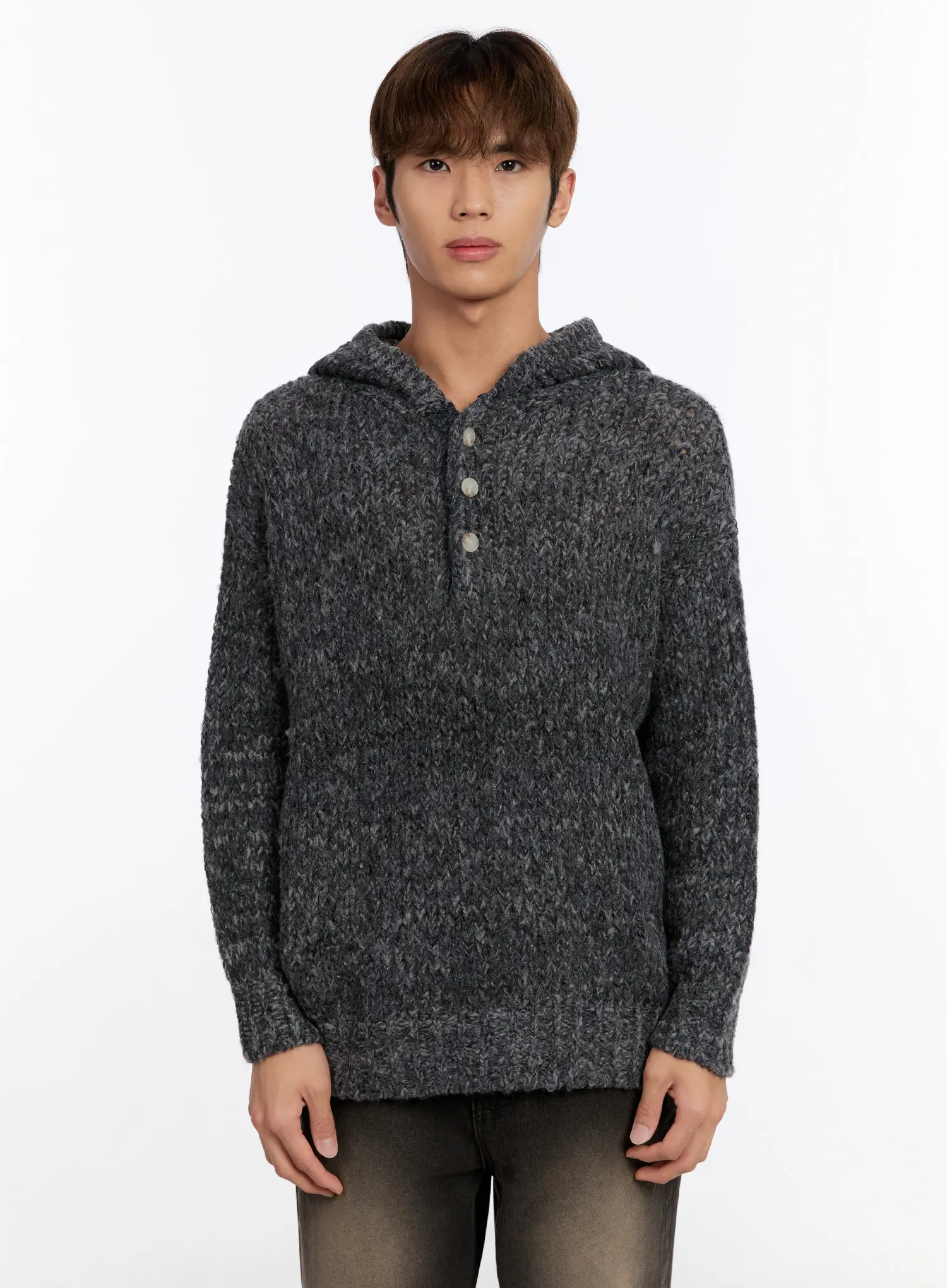 Men's Hooded Henley Knit Sweater IN528 - Image 12