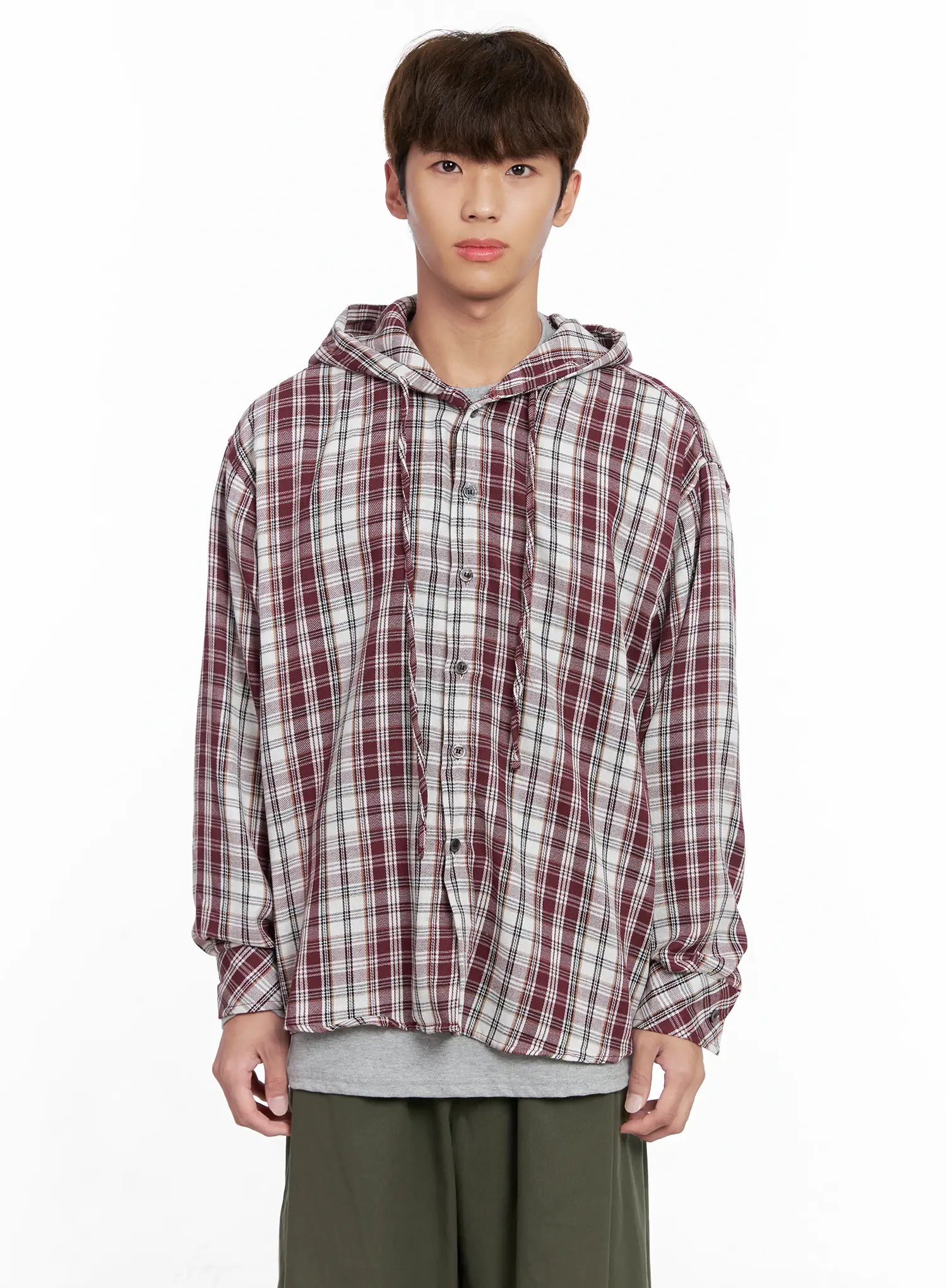Men's Hooded Plaid Shirt IO506 - Image 14