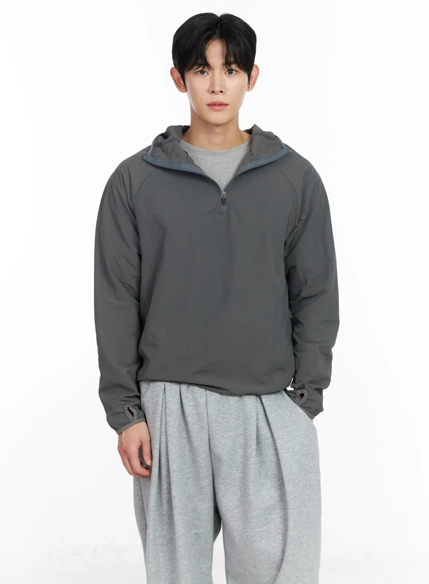Men's Hooded Quarter-Zip Anorak IM518 - Image 2