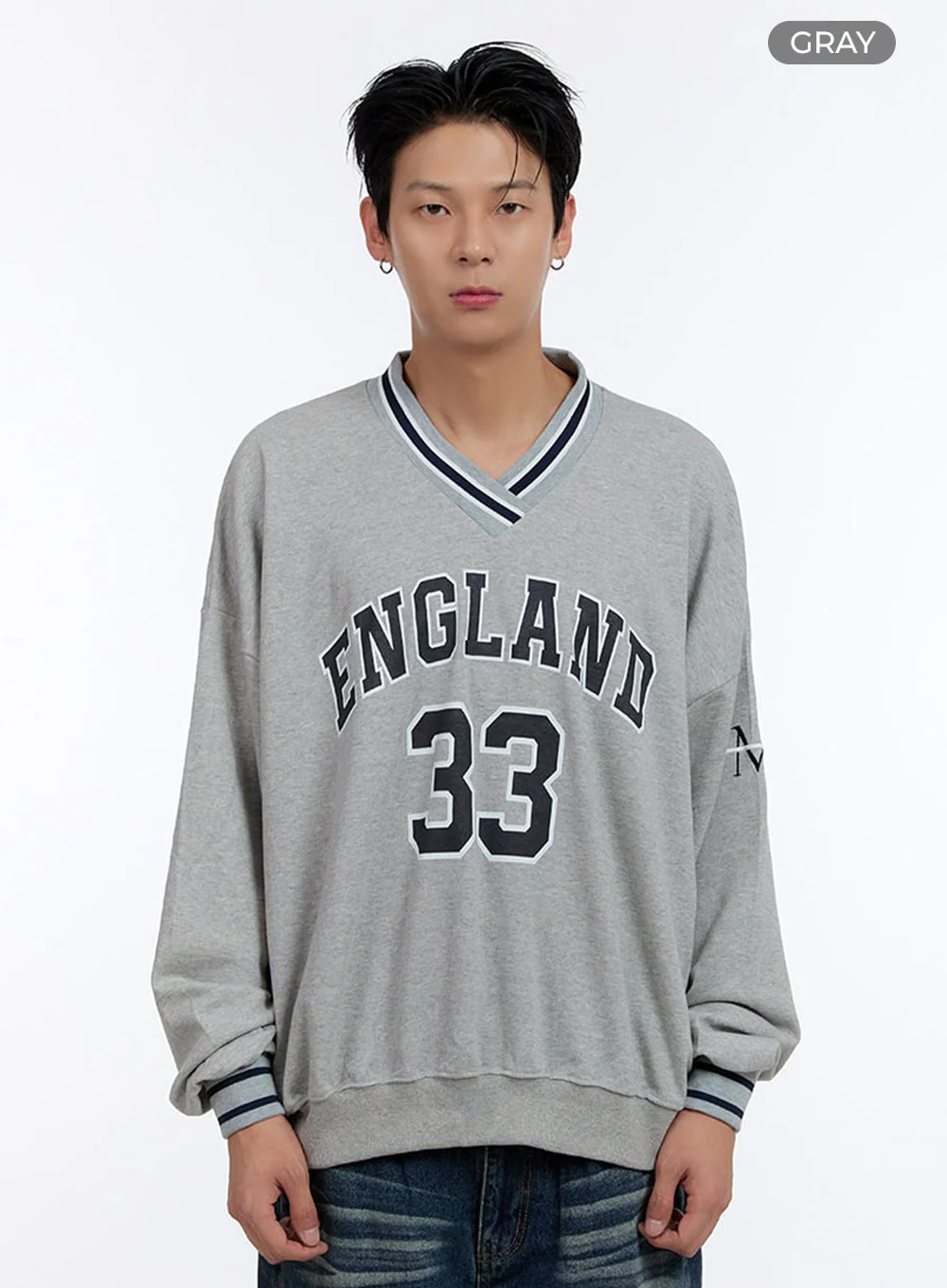 Men's Jersey Print V-Neck Sweatshirt IO428 - Image 11