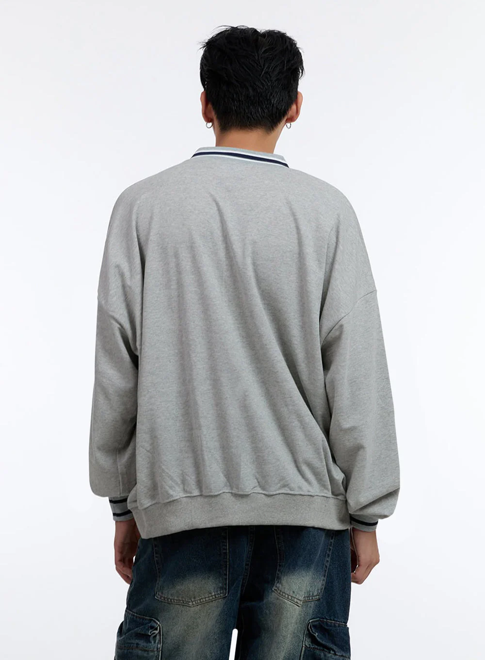 Men's Jersey Print V-Neck Sweatshirt IO428 - Image 5