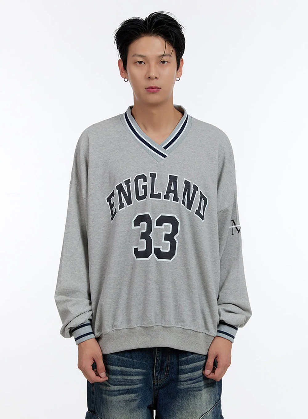 Men's Jersey Print V-Neck Sweatshirt IO428 - Image 7
