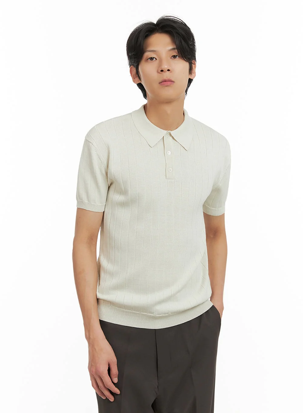 Men's Knit Polo Shirt IY402 - Image 4