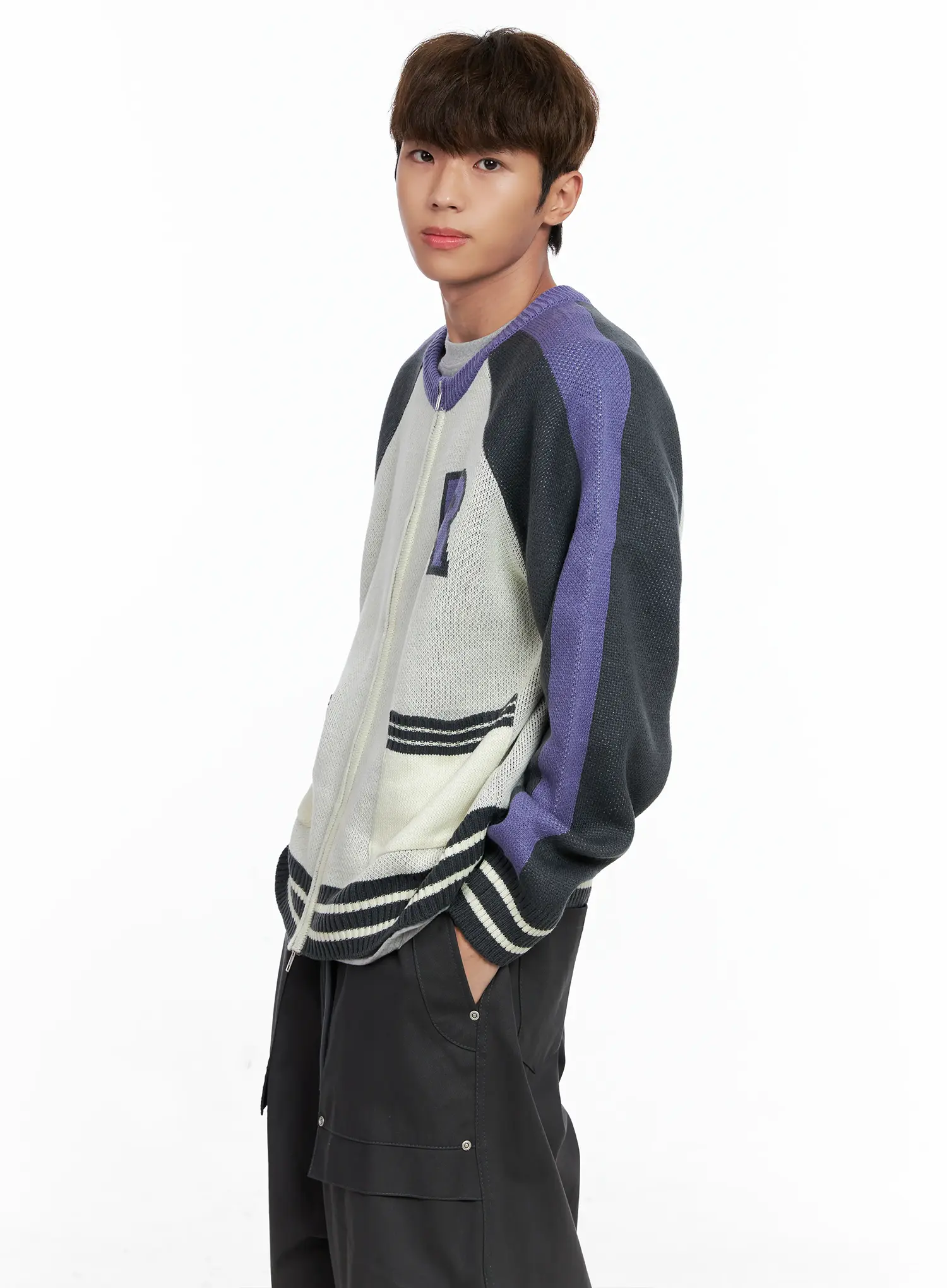 Men's Knit Varsity Jacket IO506 - Image 6