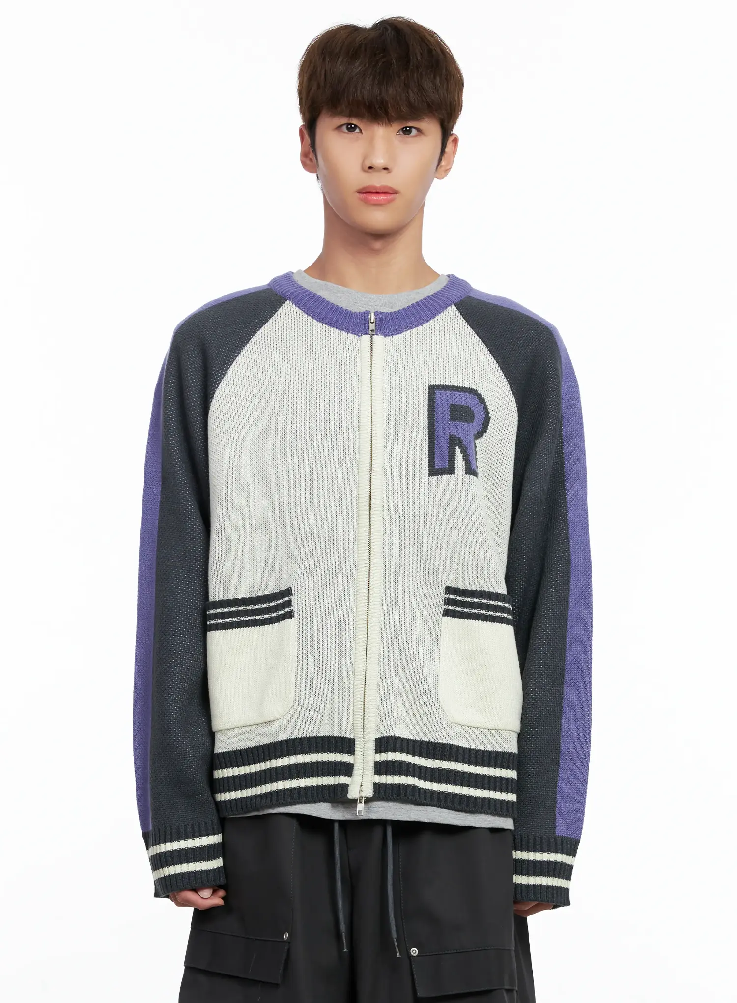 Men's Knit Varsity Jacket IO506 - Image 8