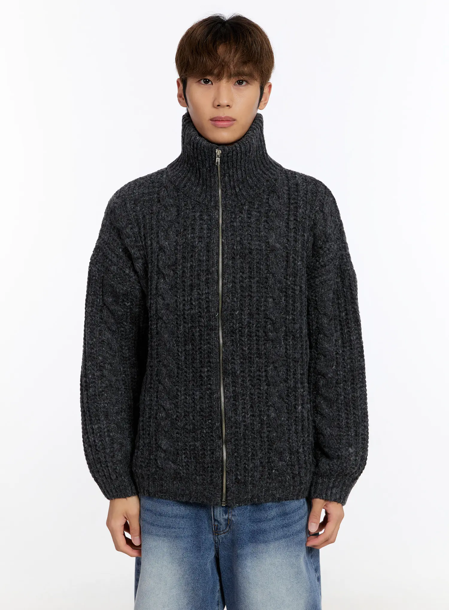 Men's Knit Zip-Up Jacket IN524 - Image 11