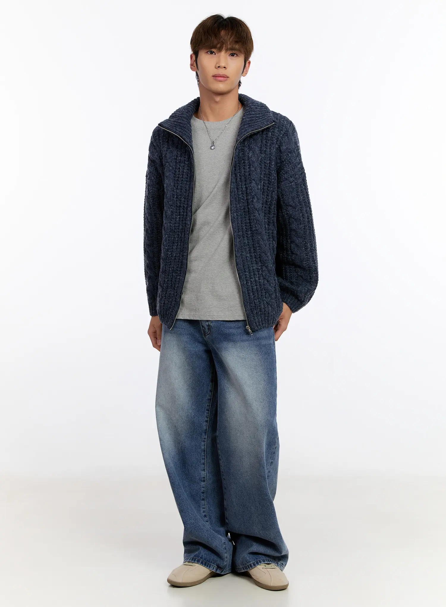 Men's Knit Zip-Up Jacket IN524 - Image 7
