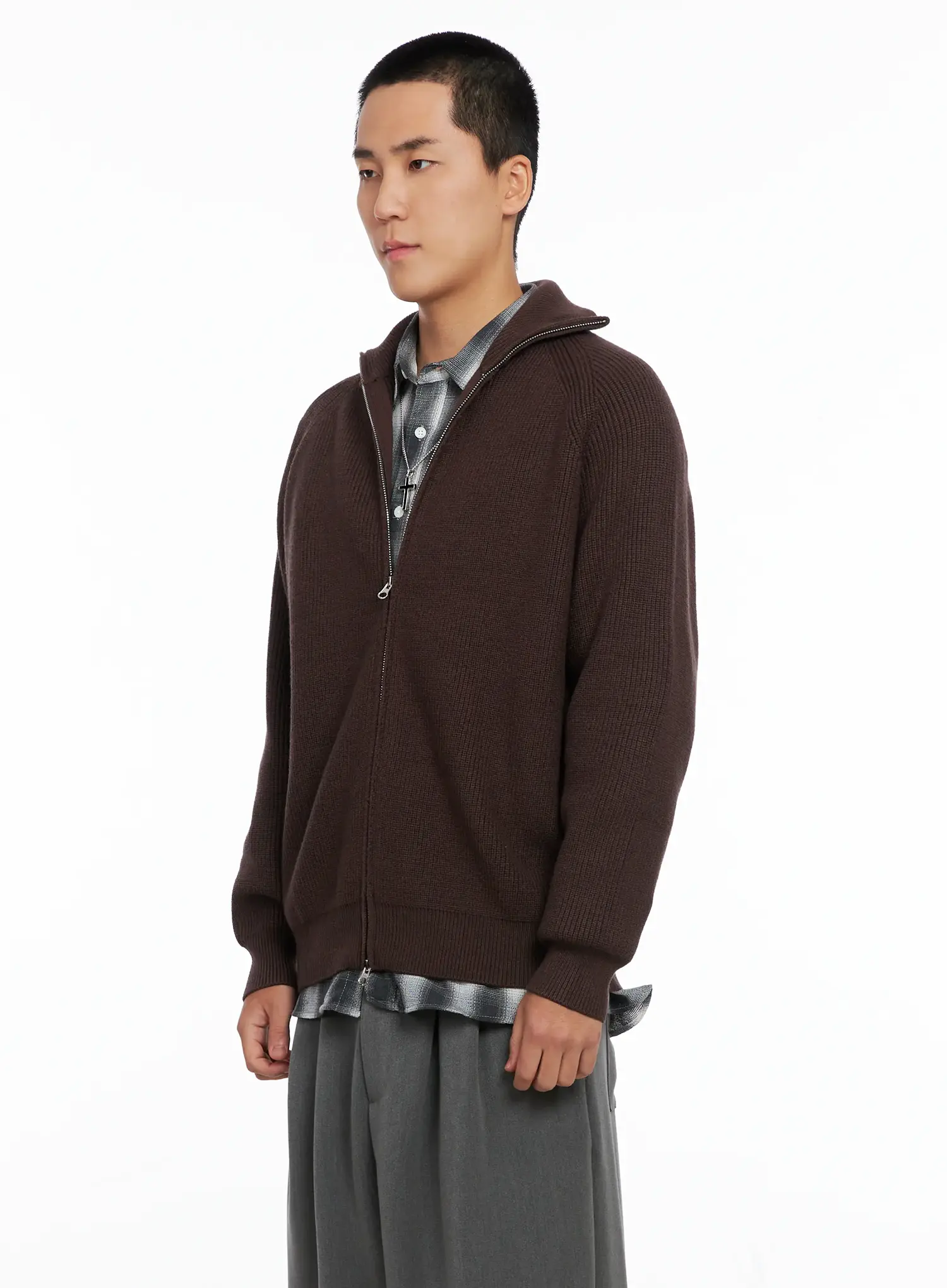 Men's Knit Zip-Up Sweater IS502 - Image 4