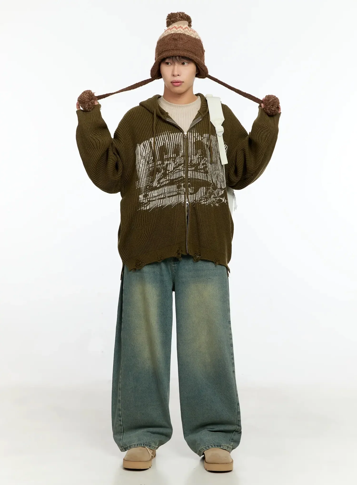 Men's Laser-Printed Knit Hooded Zip-Up IN525 - Image 15