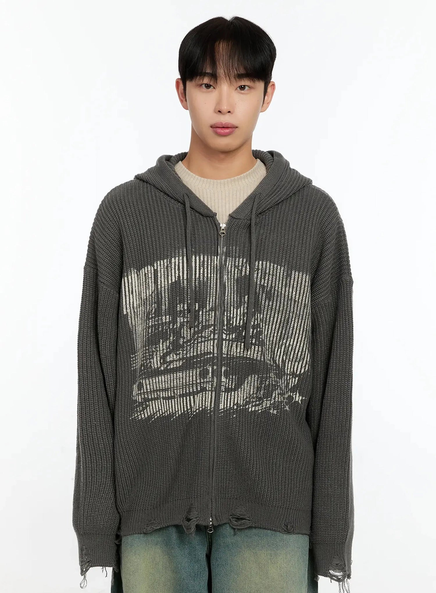 Men's Laser-Printed Knit Hooded Zip-Up IN525 - Image 18