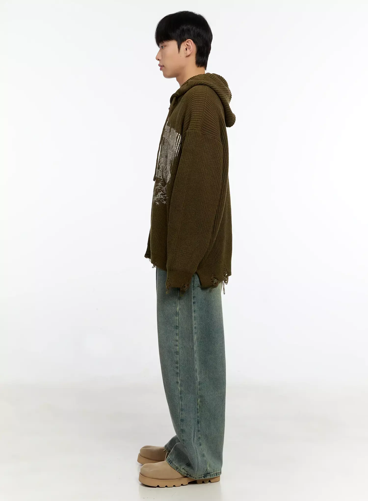 Men's Laser-Printed Knit Hooded Zip-Up IN525 - Image 8