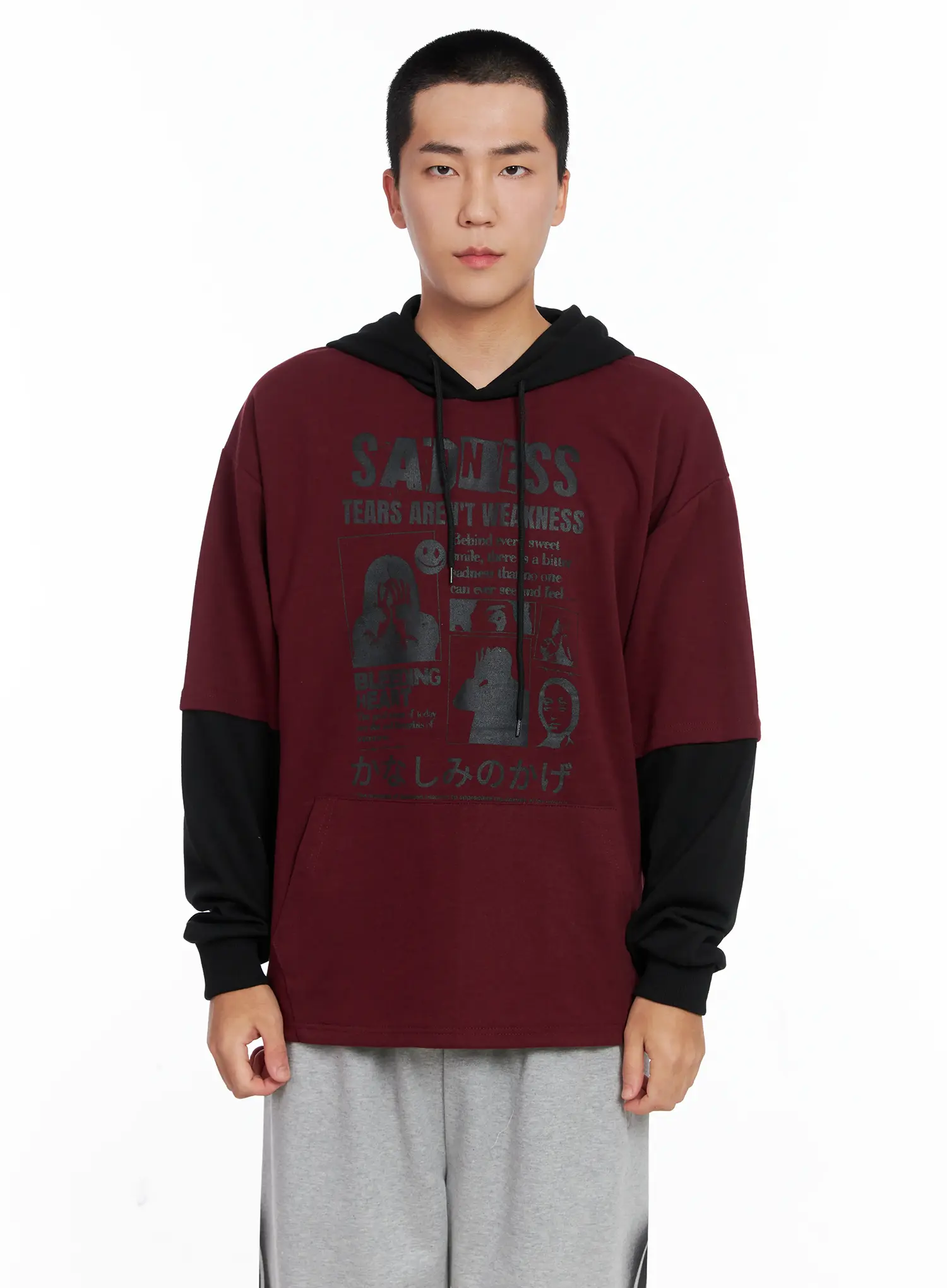 Men's Layered Graphic Hoodie Shirt IG529 - Image 10