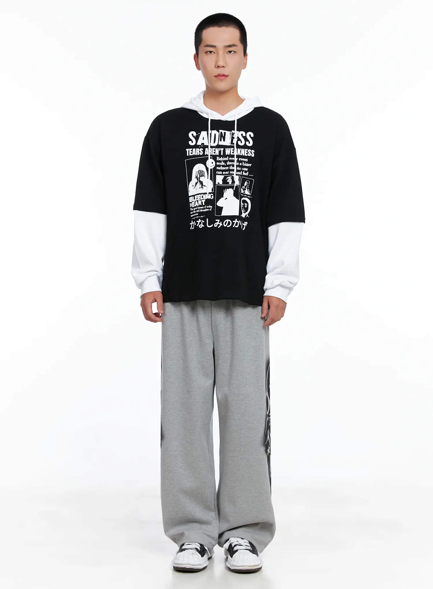 Men's Layered Graphic Hoodie Shirt IG529 - Image 3