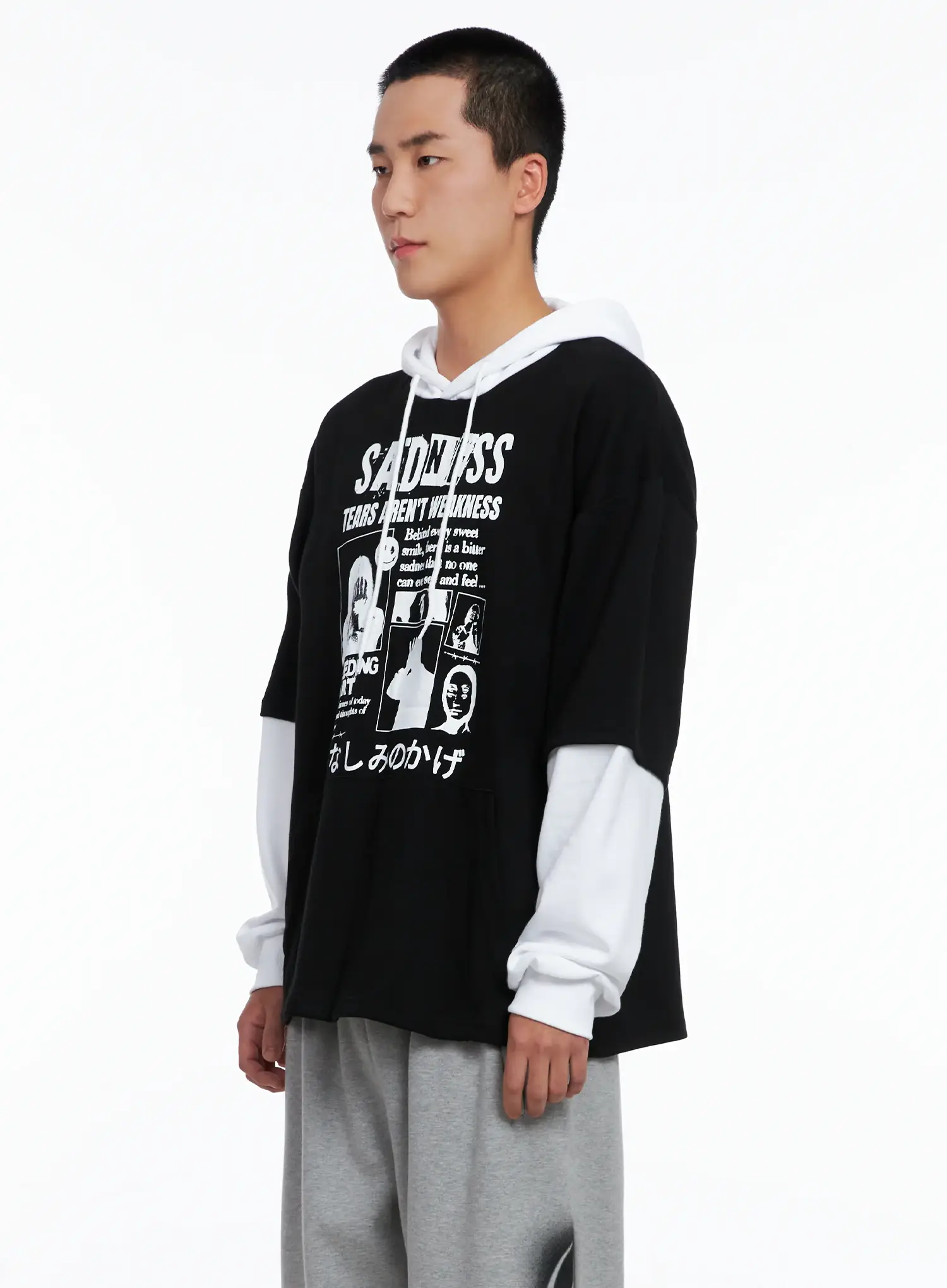 Men's Layered Graphic Hoodie Shirt IG529 - Image 4