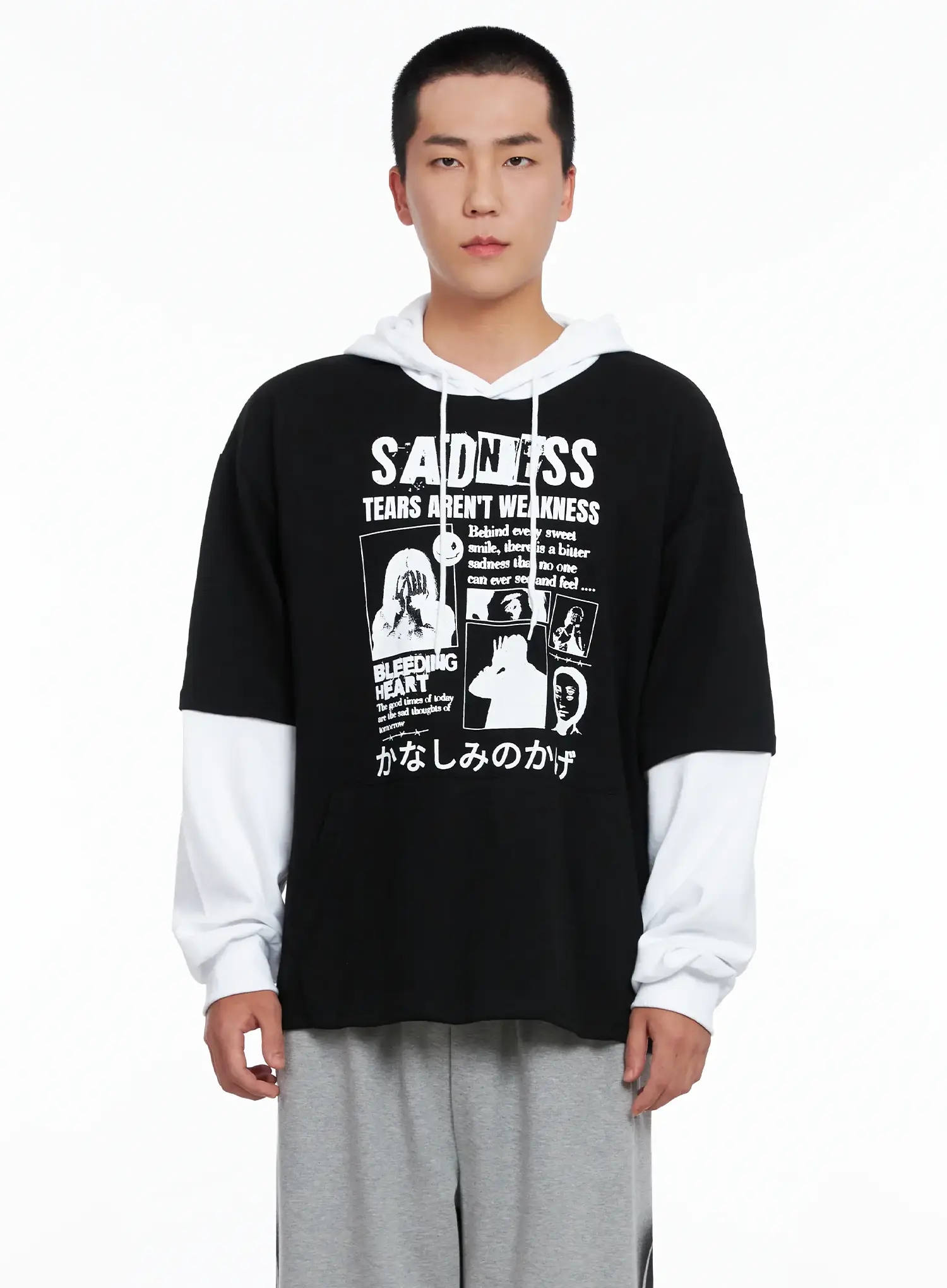 Men's Layered Graphic Hoodie Shirt IG529 - Image 8