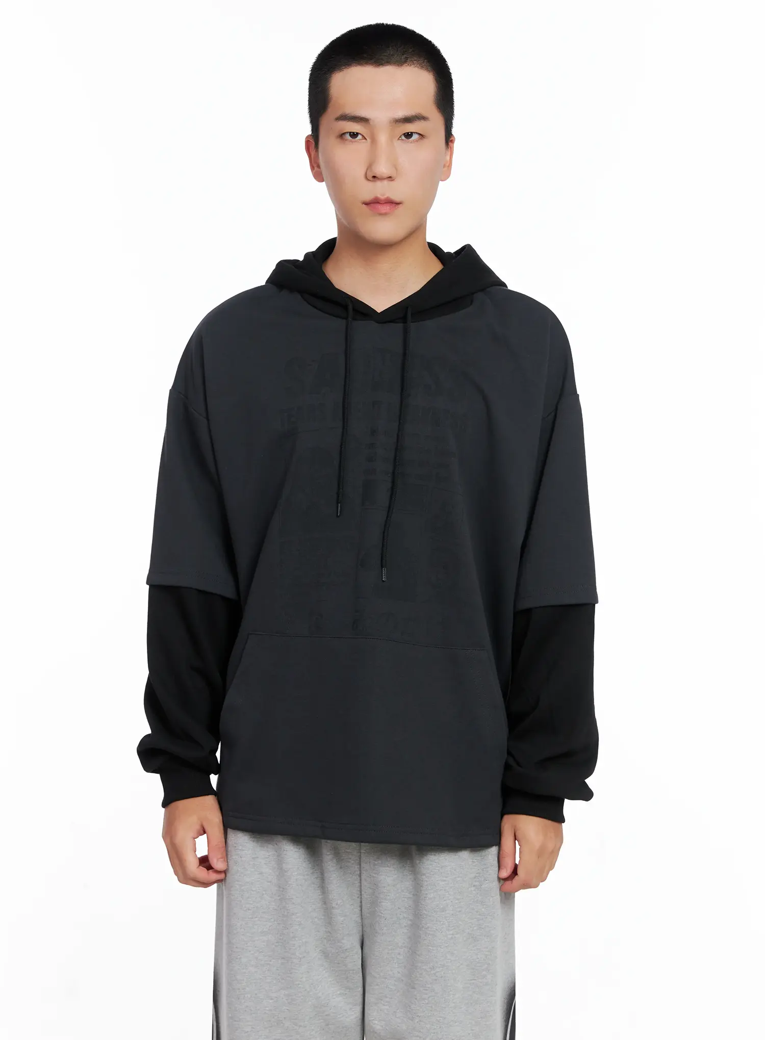 Men's Layered Graphic Hoodie Shirt IG529 - Image 9