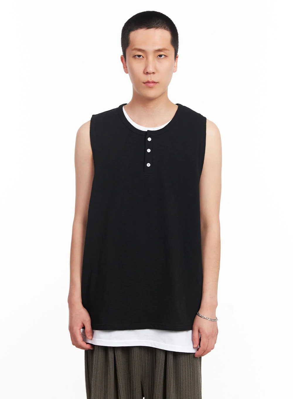 Men's Layered Henley Tank IU512 - Image 10