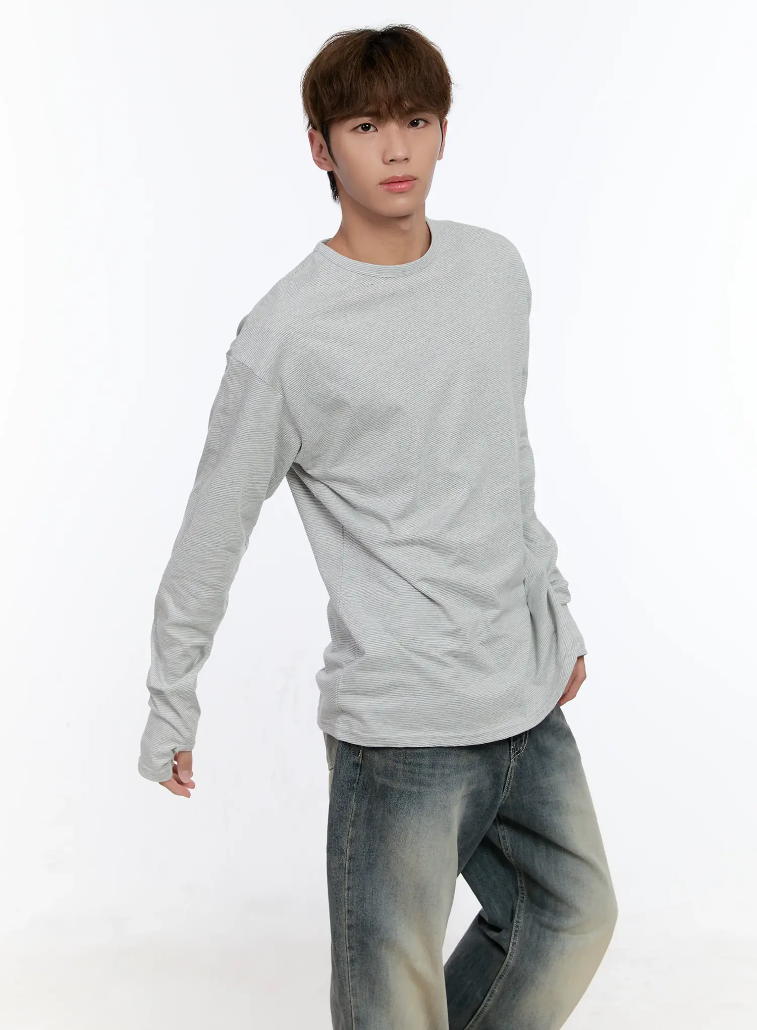 Men's Layered Striped Long Sleeve Top IN512