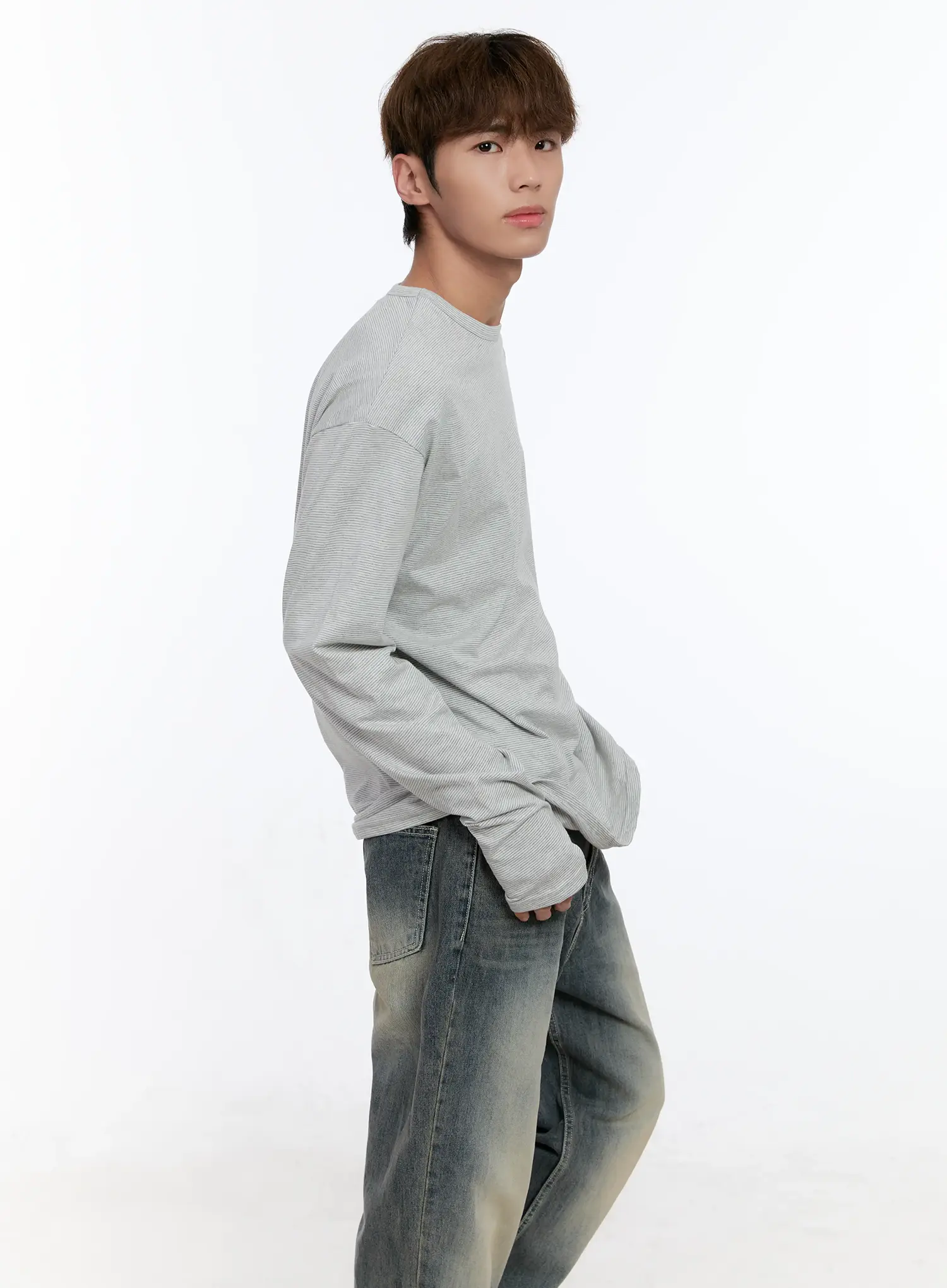 Men's Layered Striped Long Sleeve Top IN512 - Image 7
