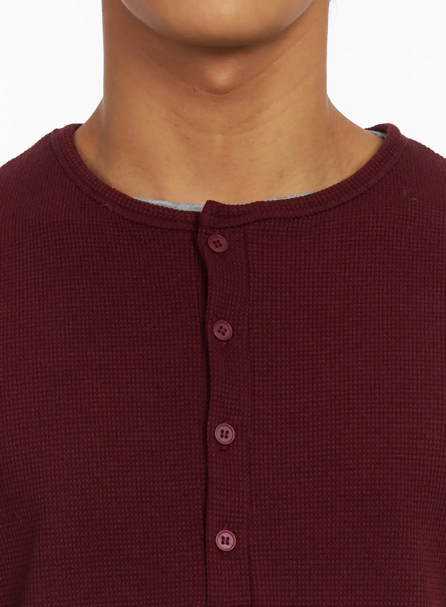 Men's Layered Waffle Henley Long Sleeve Shirt IJ514 - Image 12