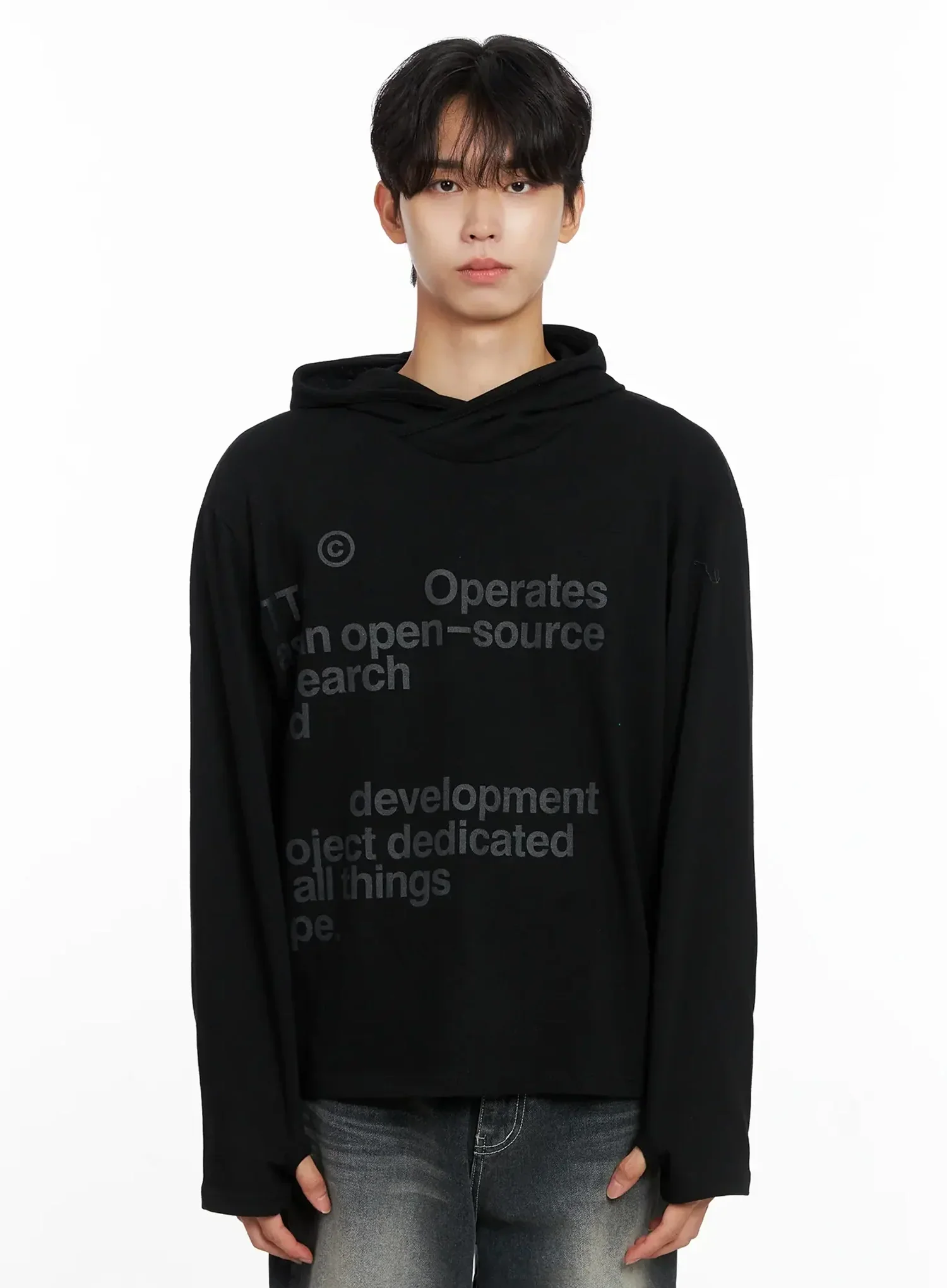 Men's Lettering Hand Warmer Hoodie IO517 - Image 18