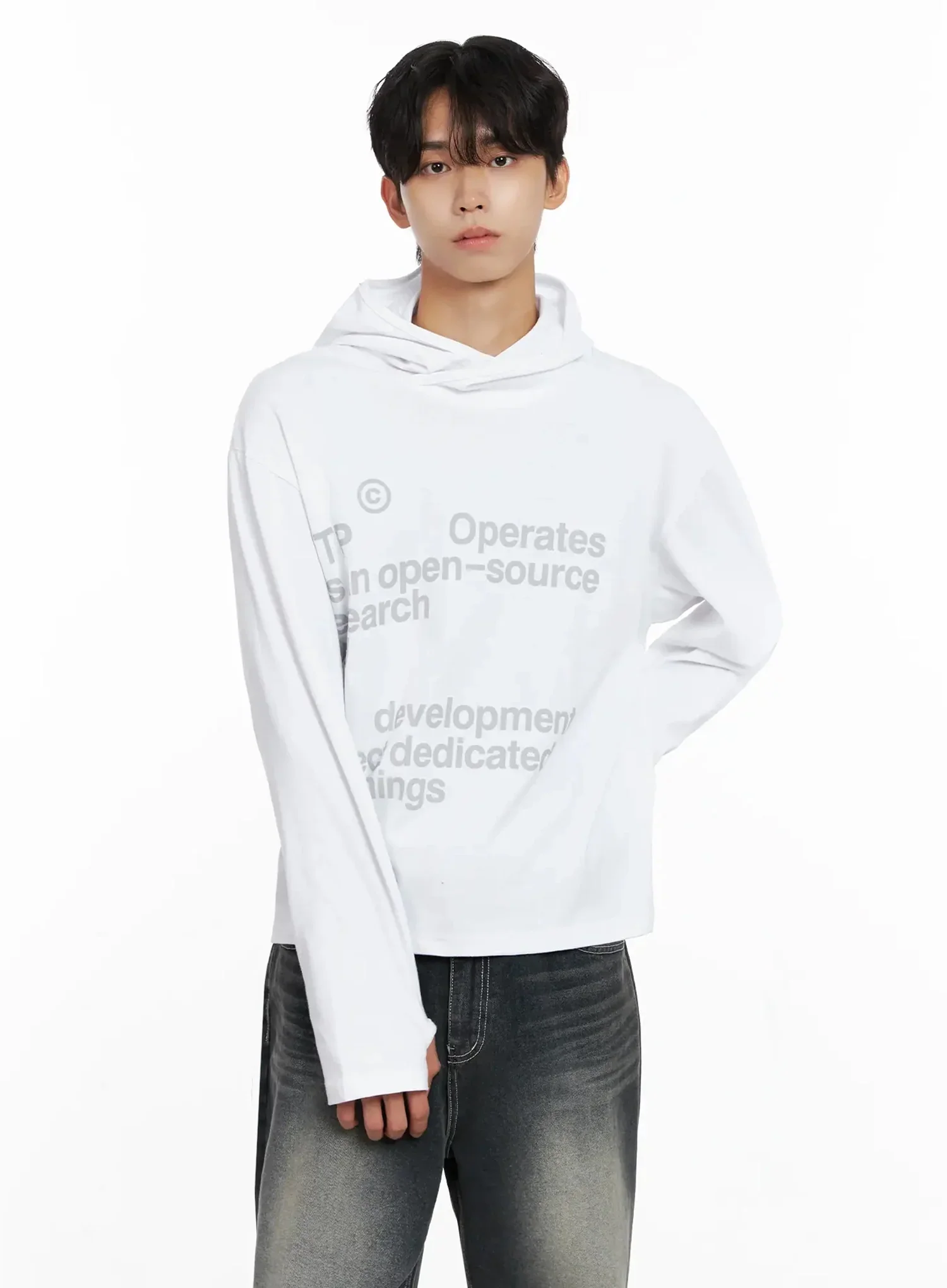 Men's Lettering Hand Warmer Hoodie IO517 - Image 9