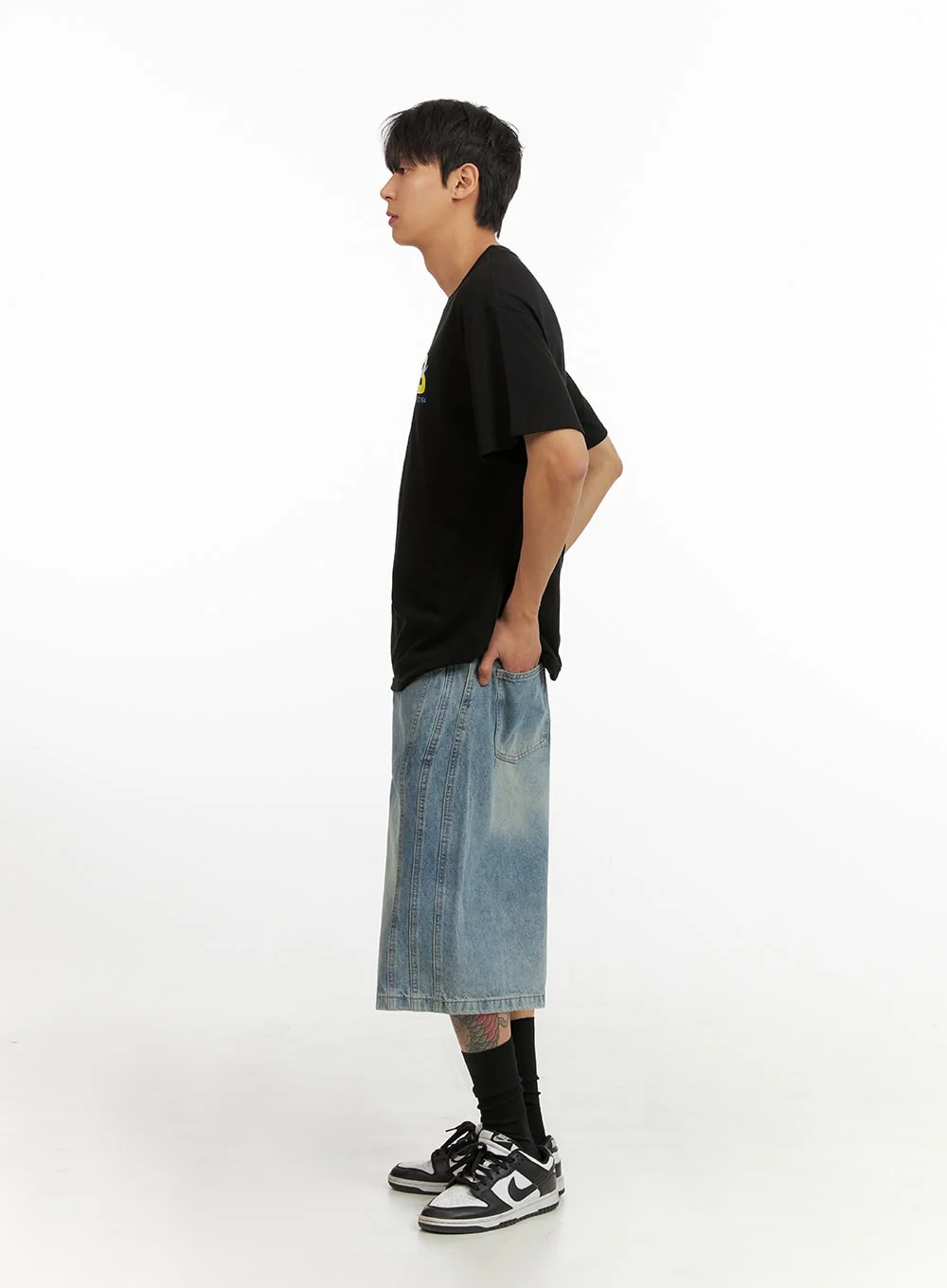 Men's Lettering Round Neck T-Shirt (Black) IU418 - Image 7