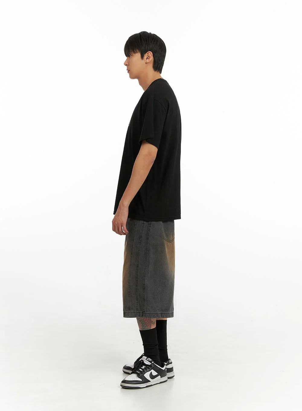 Men's Lettering Round Neck T-Shirt (Black) IU419 - Image 6