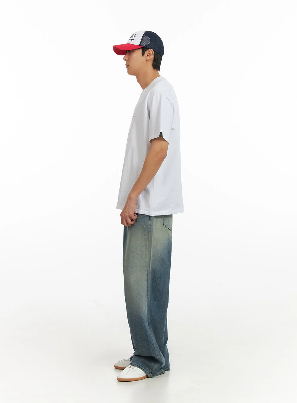 Men's Lettering Round Neck T-Shirt (White) IU418 - Image 6