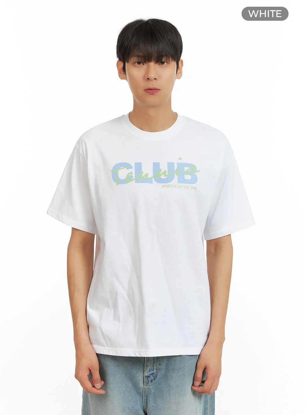 Men's Lettering Round Neck T-Shirt (White) IU419 - Image 9