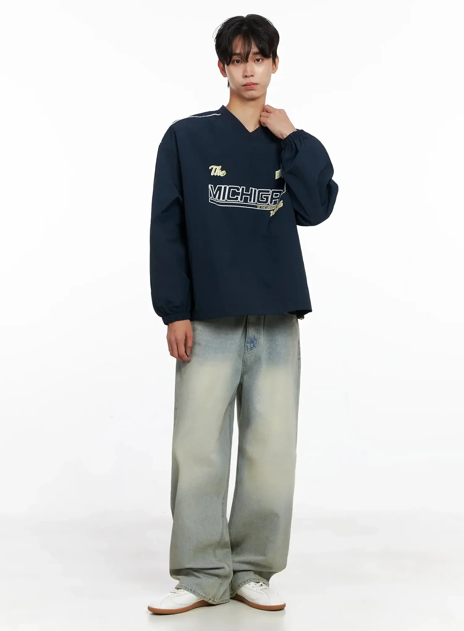 Men's Light Fade Wide-Leg Jeans IO516 - Image 13